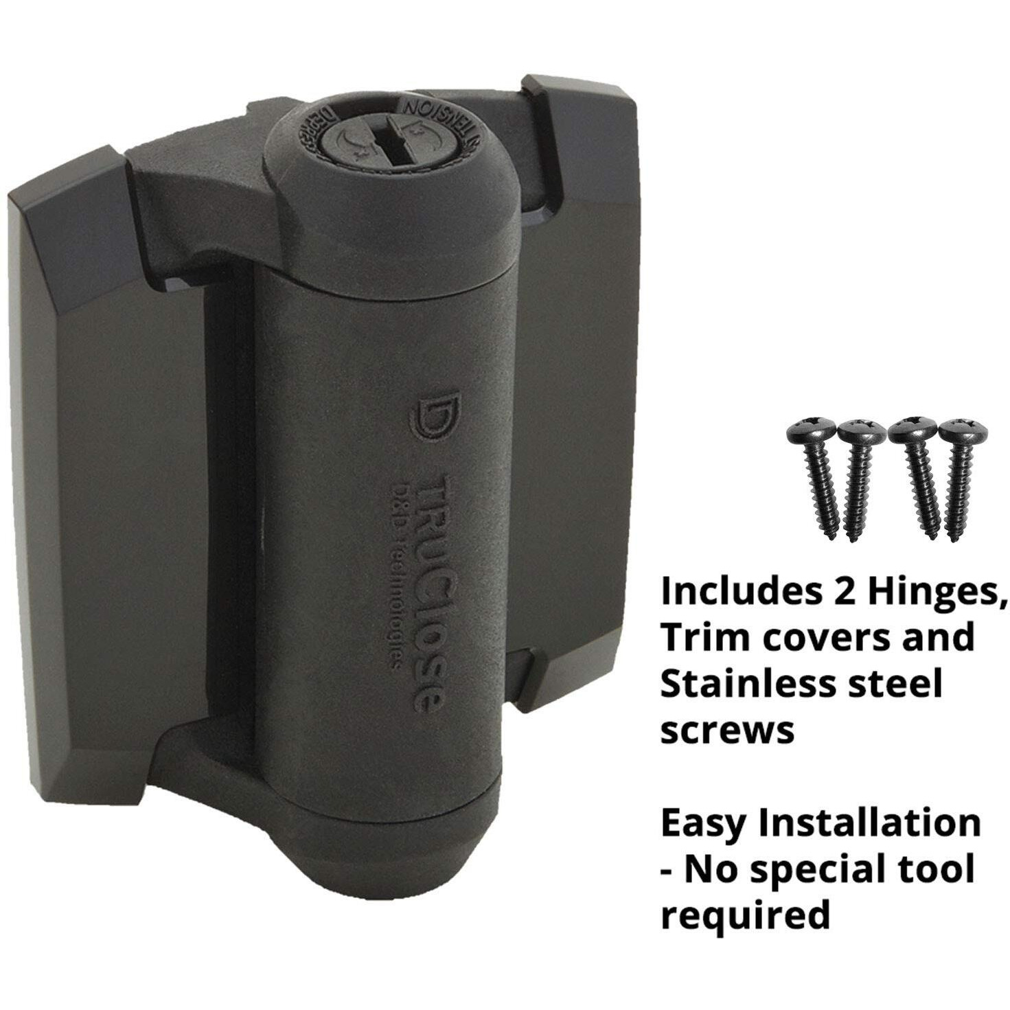 D&D Technologies Tca1S3Bts Truclose Regular Duty Gate Hinges  For Self Closing Metal Gates Up To 66 Pounds  No Alignment Legs  Gloss Black  2 Count