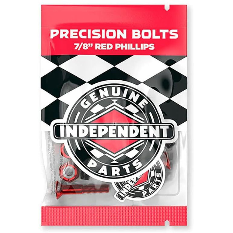 Independent Genuine Parts Cross Bolts Standard Phillips Skateboard Hardware (Black/Red  7/8"")