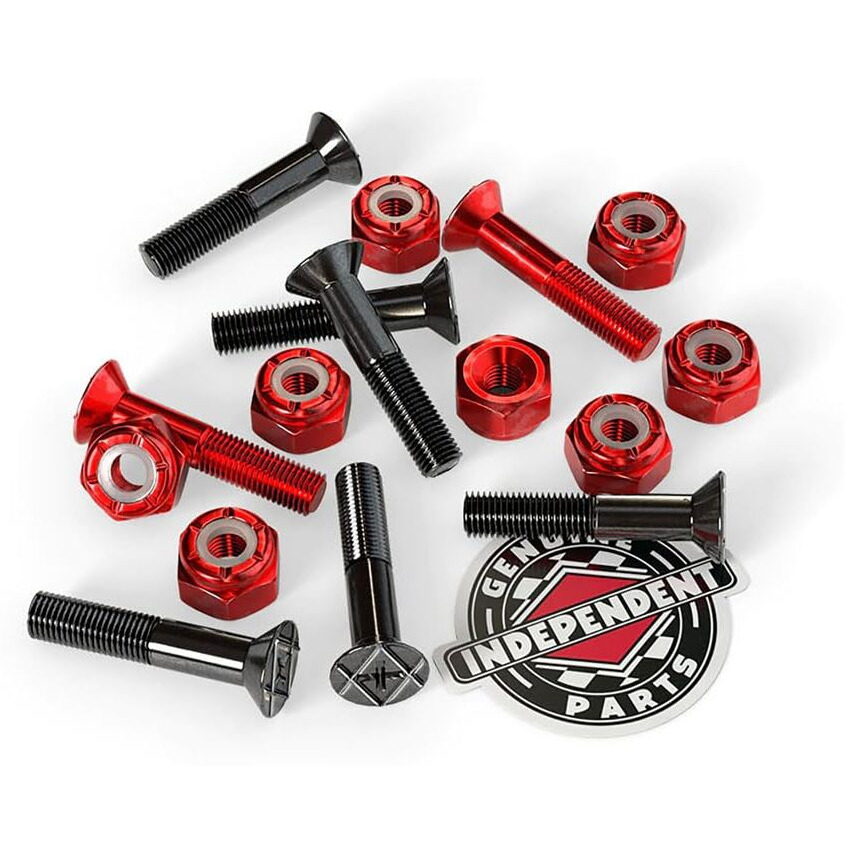 Independent Genuine Parts Cross Bolts Standard Phillips Skateboard Hardware (Black/Red  7/8"")