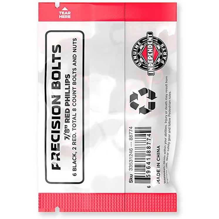 Independent Genuine Parts Cross Bolts Standard Phillips Skateboard Hardware (Black/Red  7/8"")