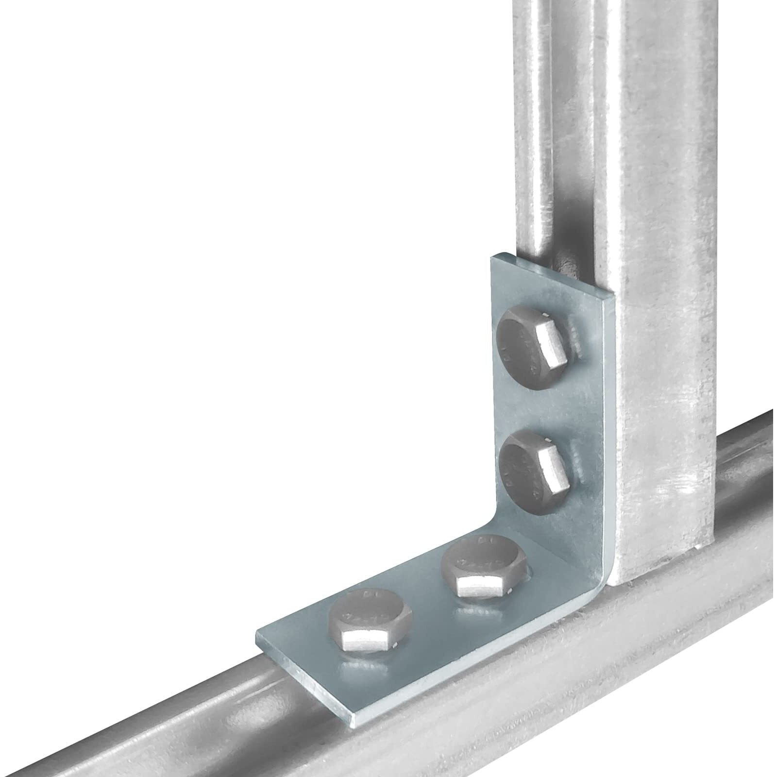 4 Hole L Shaped Connector Bracket  Length 3-5/8""  Width 1""  Hole Distance 1""  Thickness 5Mm  Fit For "" Bolt In 1-5/8"" Strut Channel  Steel Galvanized (6 Pcs)
