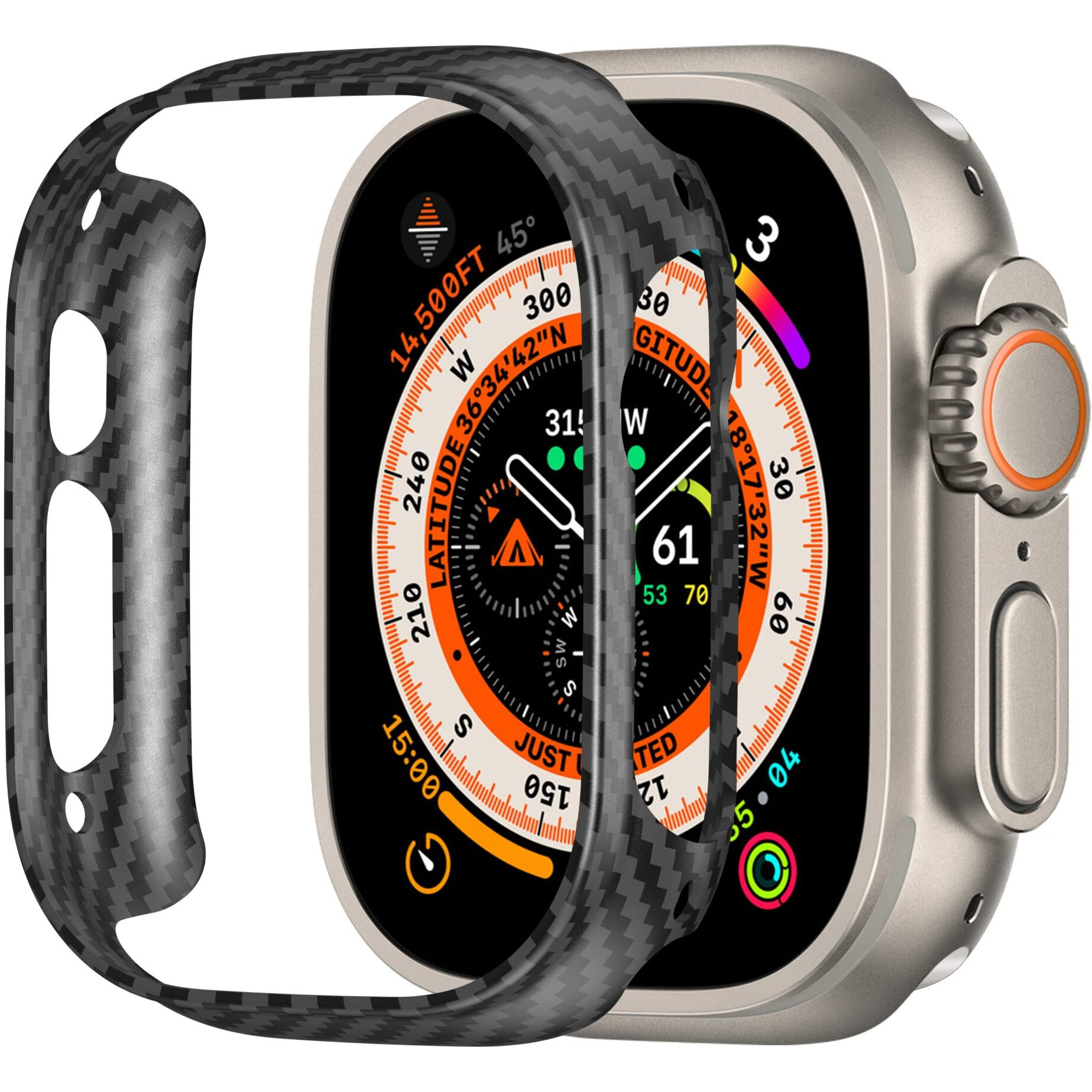 Iiteeology Compatible With Apple Watch Ultra 2 Case/Ultra Case 49Mm  Genuine Slim Aramid Carbon Fiber Case For Iwatch Ultra  Matte Black