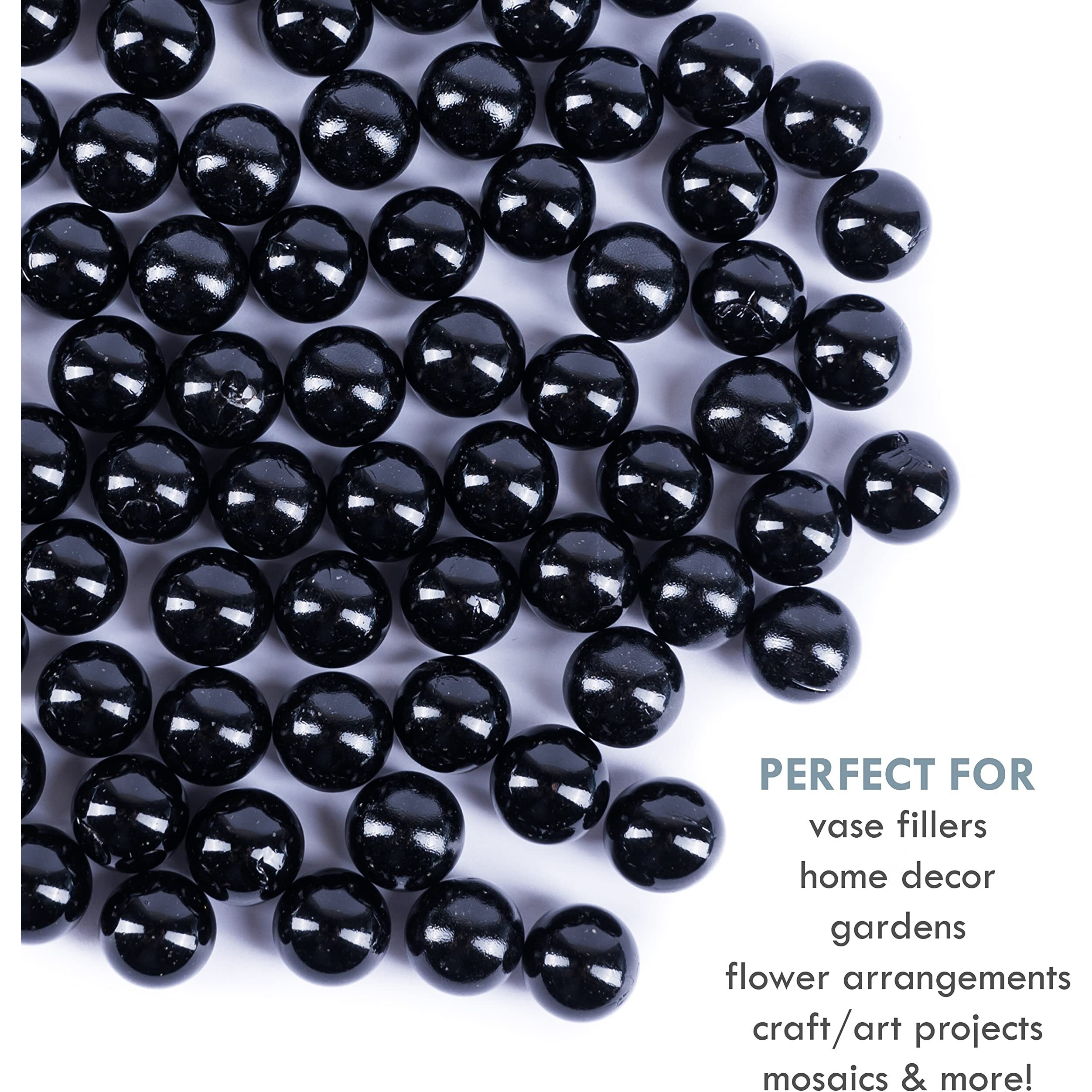 Galashield Black Marbles For Vases | Glass Marbles Bulk Vase Fillers | Glass Beads For Vases  Round Marble 5Lb  (Approx. 400 Pcs)