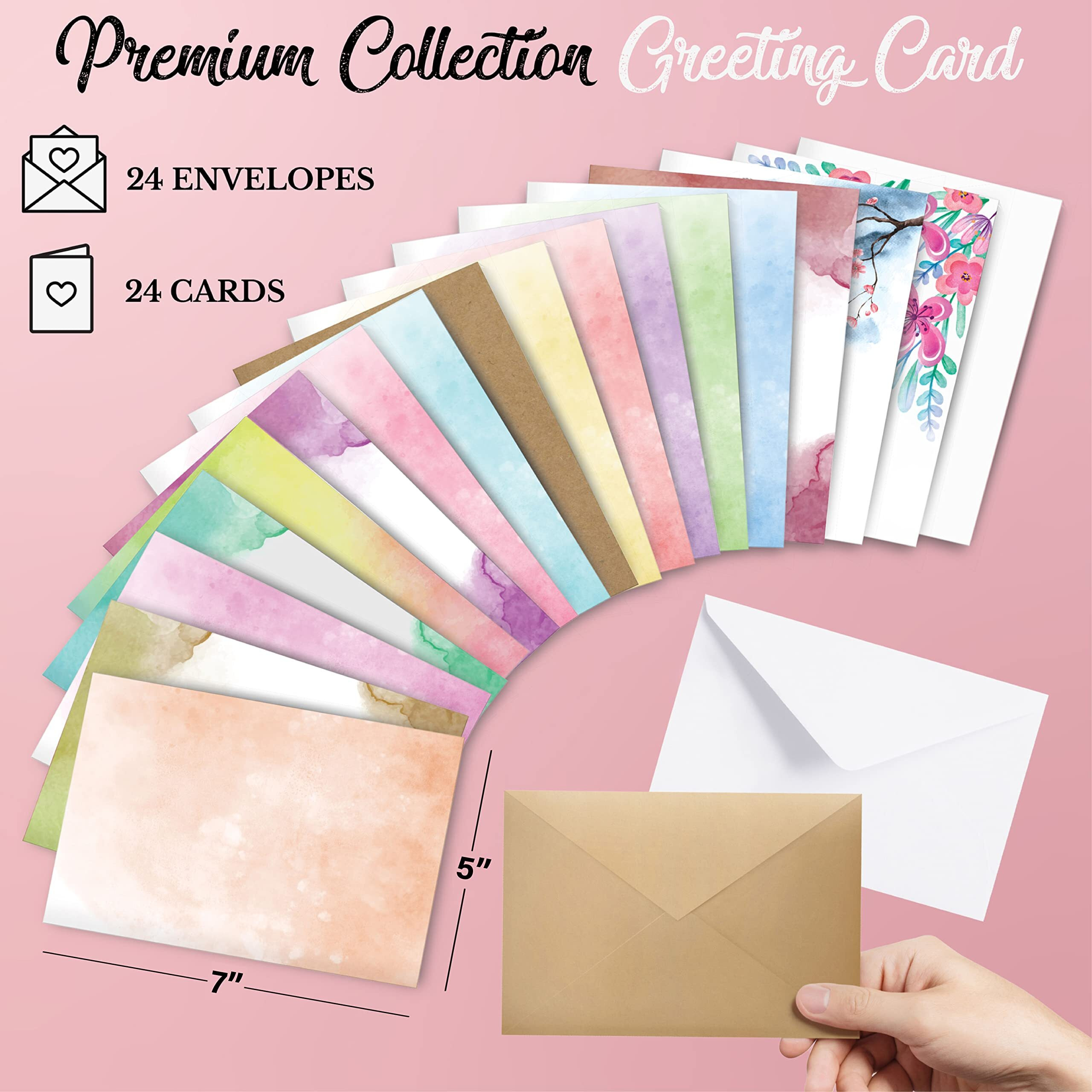 Card Making Kits For Adults And Kids- 24 Blank Greeting Cards And Envelopes With Supplies And Stamp Set- Giftable Diy Greeting Card Set- Happy Birthday Holiday Baby Shower Congratulations Thank You