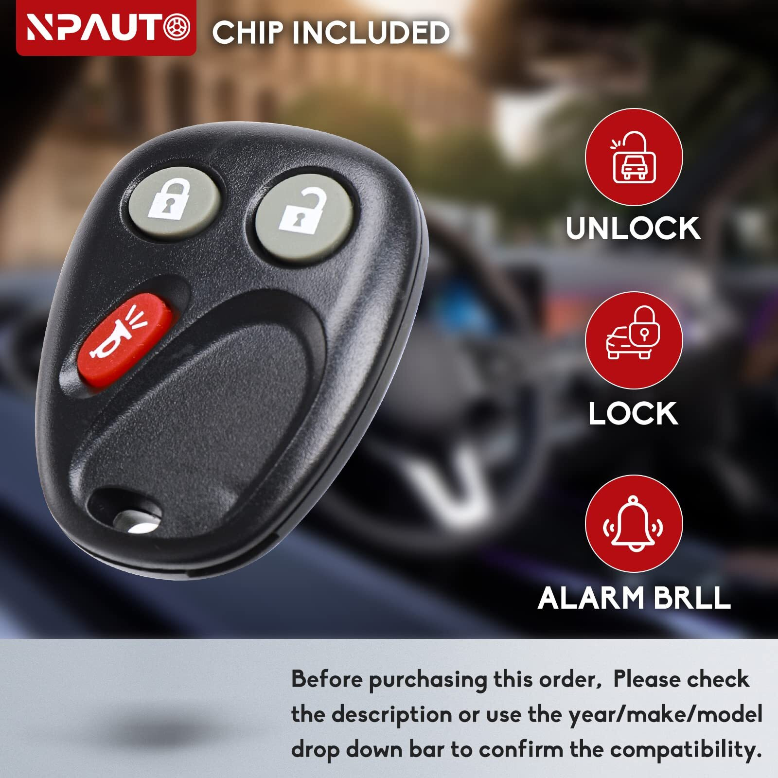 Npauto Key Fob Fits For Chevy Trailblazer Gmc Envoy 2002 2003 2004 2005 2006 2007 2008 2009  Buick Rainier 04-07  Isuzu Ascender 03-07  Oldsmobile Bravada 02-04 Keyless Entry Remote Replace 15051014