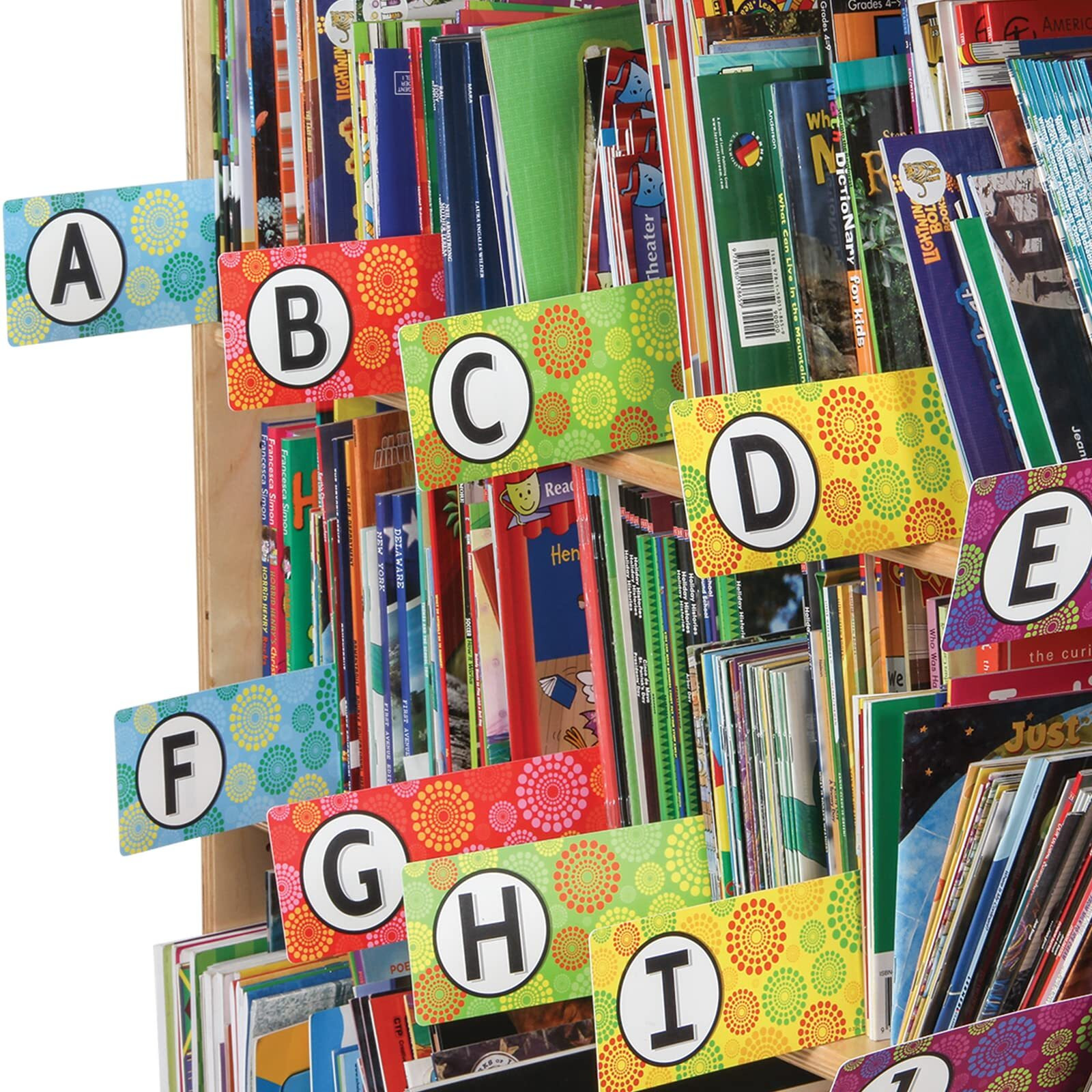 Really Good Stuff Classroom Library Alphabet Book Dividers - 26 Assorted Color Dividers For Organizing Books - Teacher Supplies For Classroom And Bookshelf Markers For Shelves