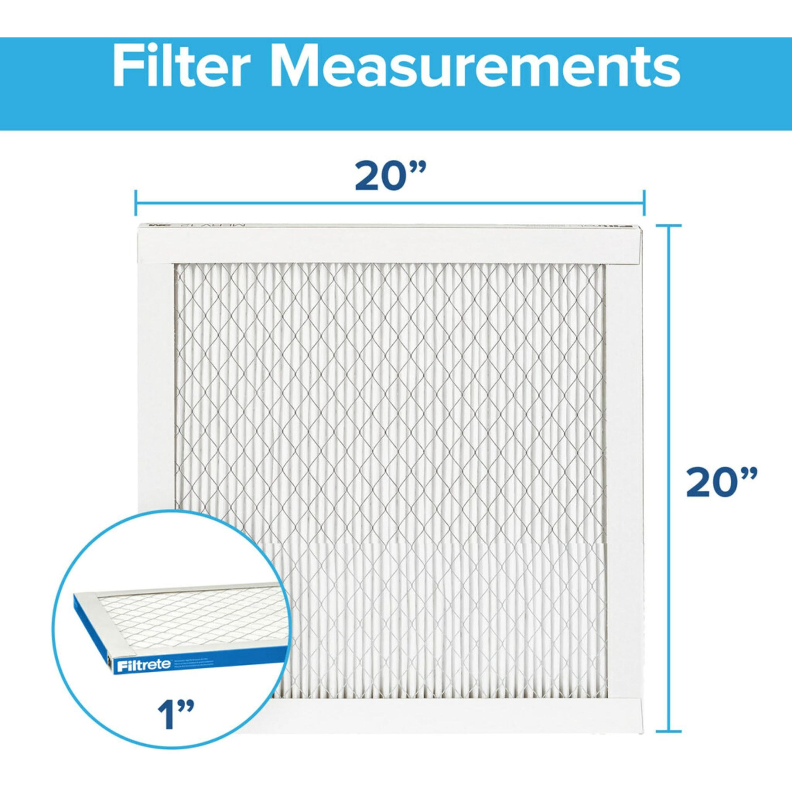 Filtrete 20X20X1 Ac Furnace Air Filter  Merv 13  Mpr 1900  Premium Allergen  Bacteria & Virus Filter  3-Month Pleated 1-Inch Electrostatic Air Cleaning Filter  2-Pack (Actual Size 19.69X19.69X0.78 In)
