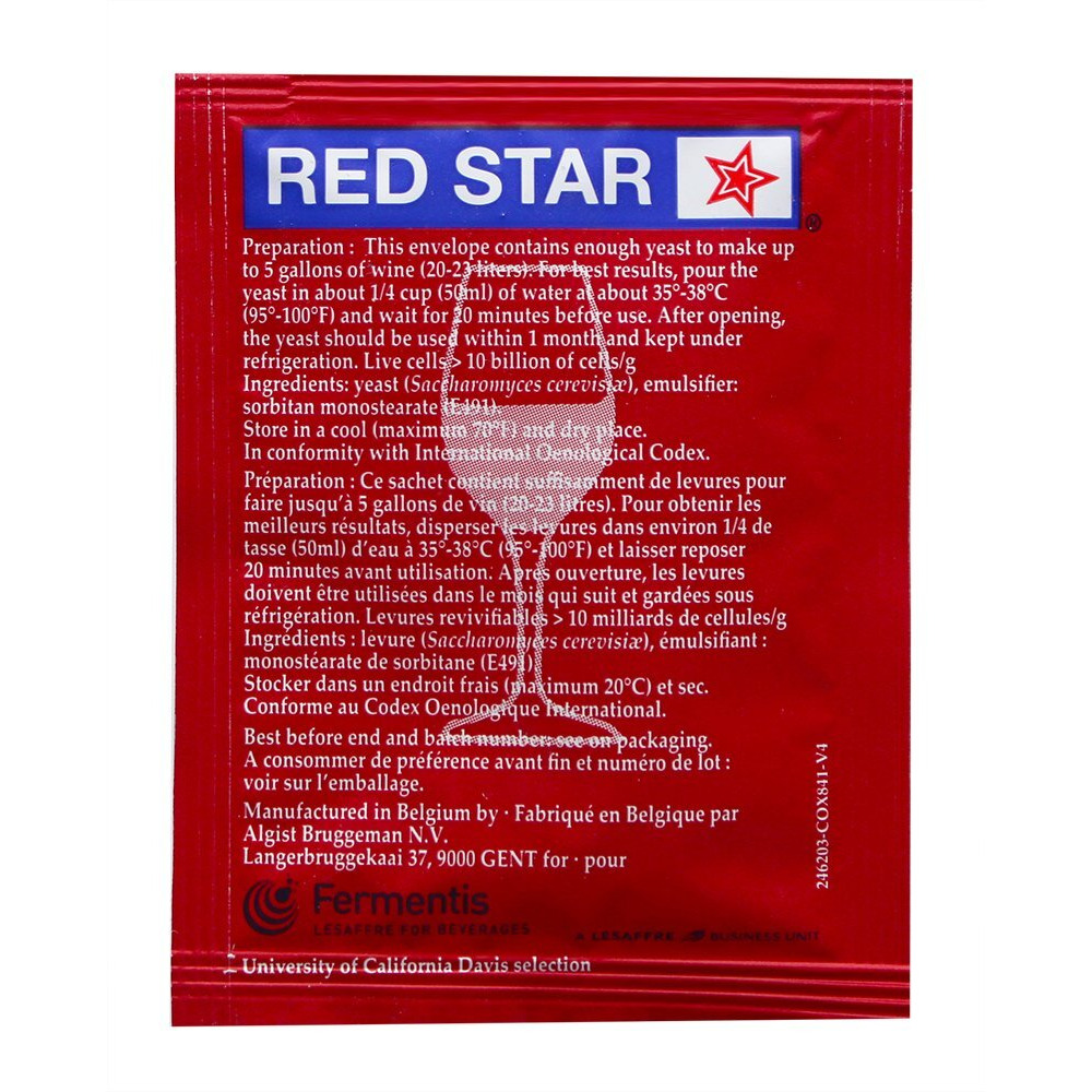 Wine Yeast Red Star Premier Classique Formerly Montrachet For Wine Making X10