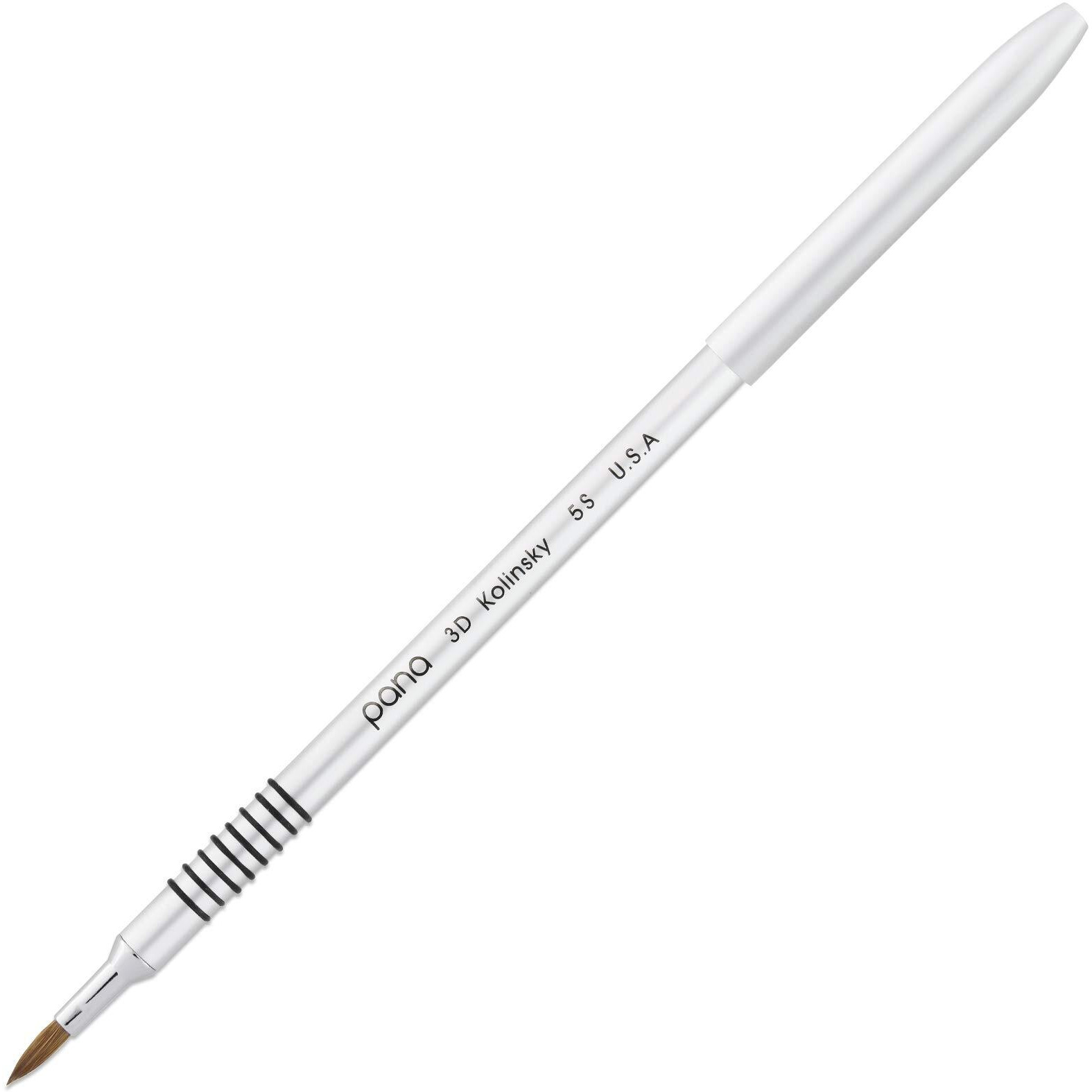 Pana 3D Kolinsky Acrylic Nail Art Sculpture Brush With Silver Metal Non-Slip Grip Handle For Manicures 3D Nail Art Flower Designs (Size 5)