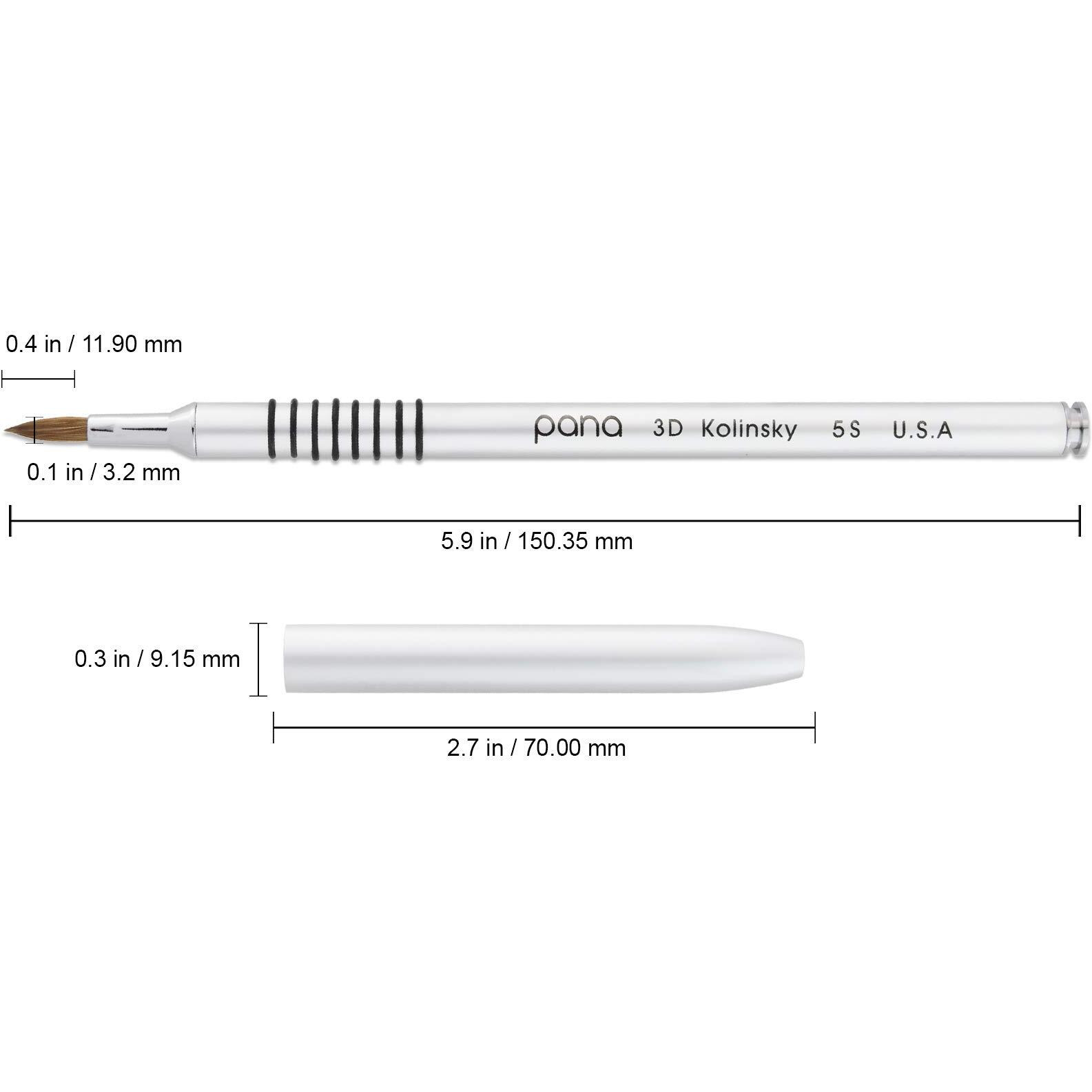 Pana 3D Kolinsky Acrylic Nail Art Sculpture Brush With Silver Metal Non-Slip Grip Handle For Manicures 3D Nail Art Flower Designs (Size 5)