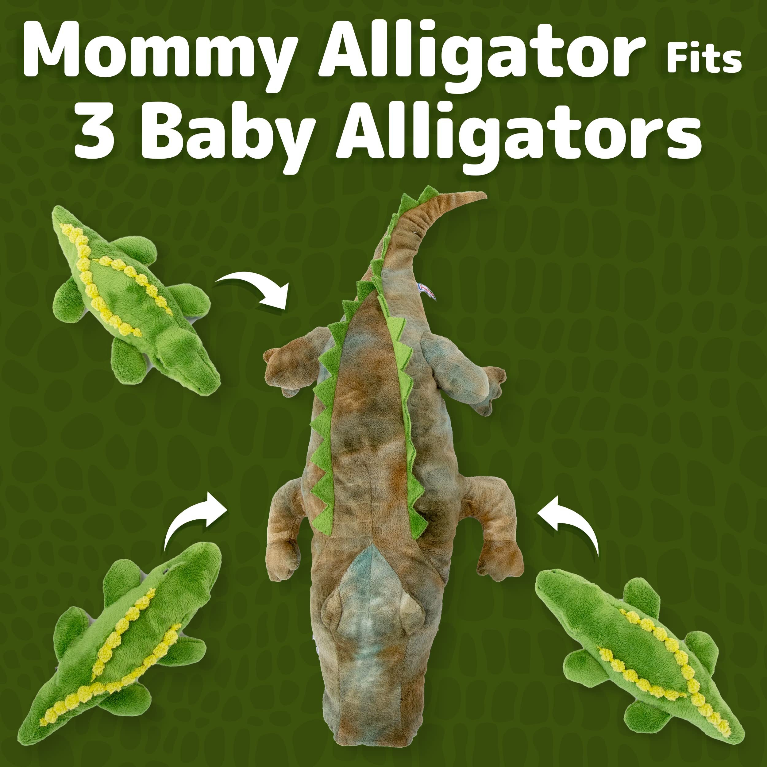 Prextex Plush Alligator Toys Stuffed Animal W/ 3 Alligator Baby Stuffed Animals-Big Alligator Zippers 3 Little Plush Baby Alligators-Alligator Plush Toys For Kids 3-5- Stuffed Animals For Boys & Girls
