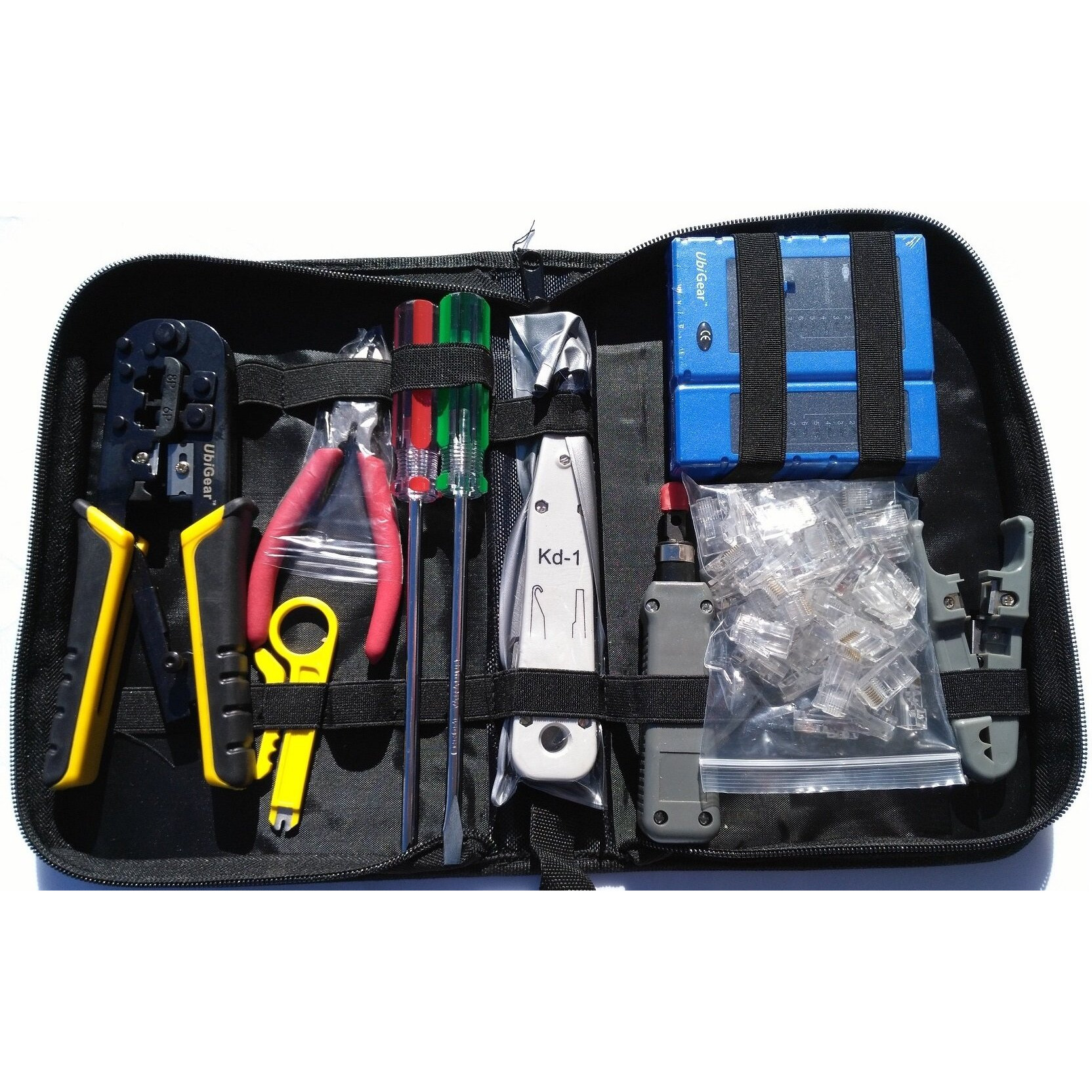 Ubigear Network Cable Punch Down Tool Kit Network/Phone Tester Rj11/Rj12/Rj45 Crimper Cutter Pliers Screwdrivers With Case