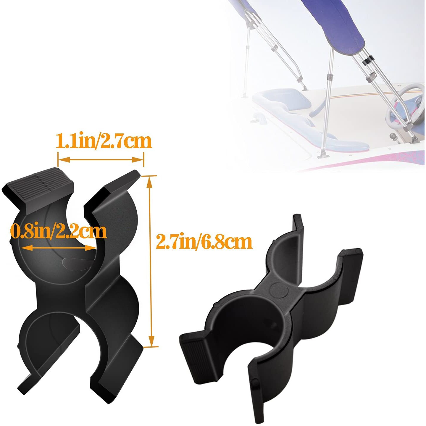 2 Pack Bimini Top Pole Clips Holder Bimini Pole Clips Bimini Top Clips Bimini Clip Bimini Boat Clip For Anti Rattle Bimini Brace Security Boat Accessories  Black
