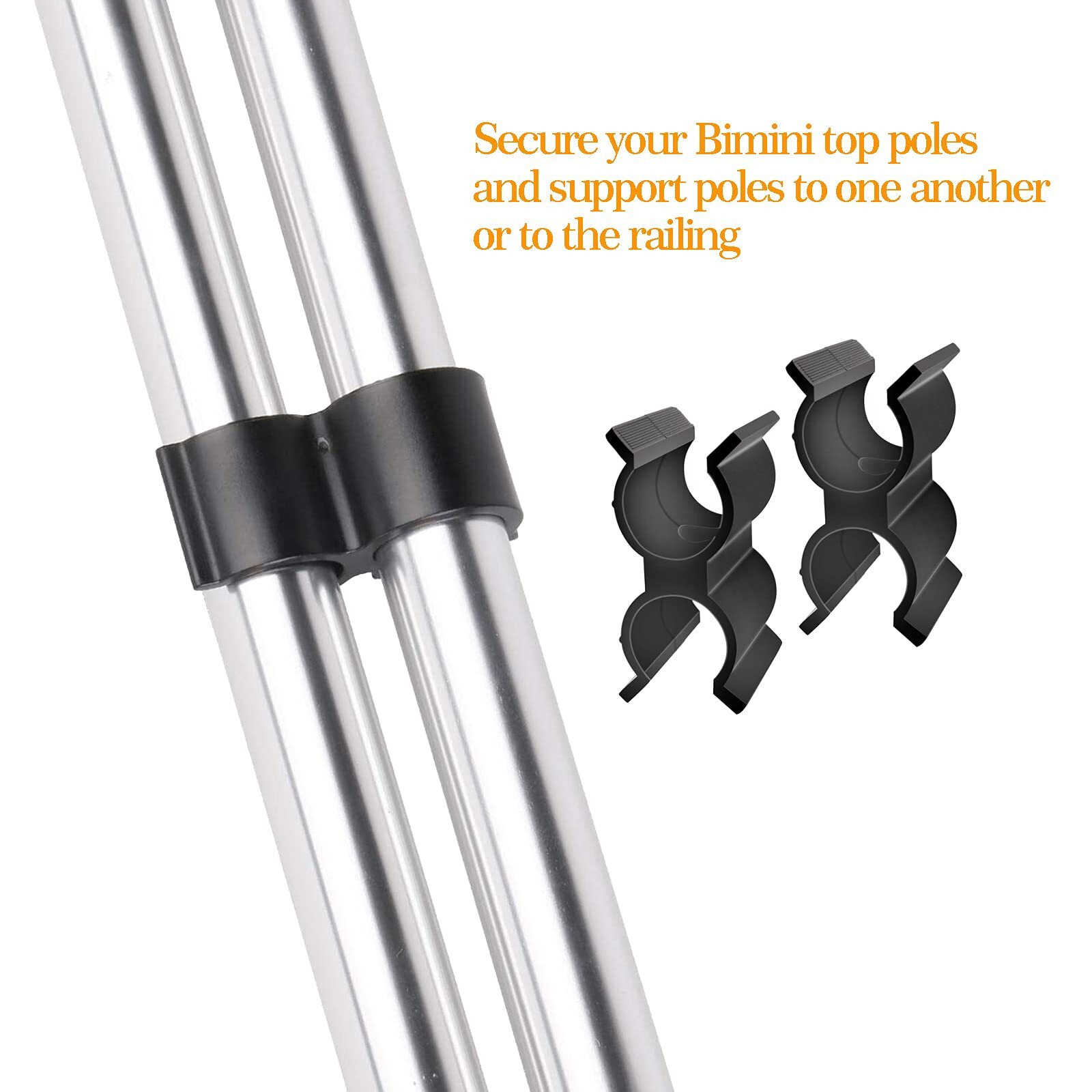 2 Pack Bimini Top Pole Clips Holder Bimini Pole Clips Bimini Top Clips Bimini Clip Bimini Boat Clip For Anti Rattle Bimini Brace Security Boat Accessories  Black