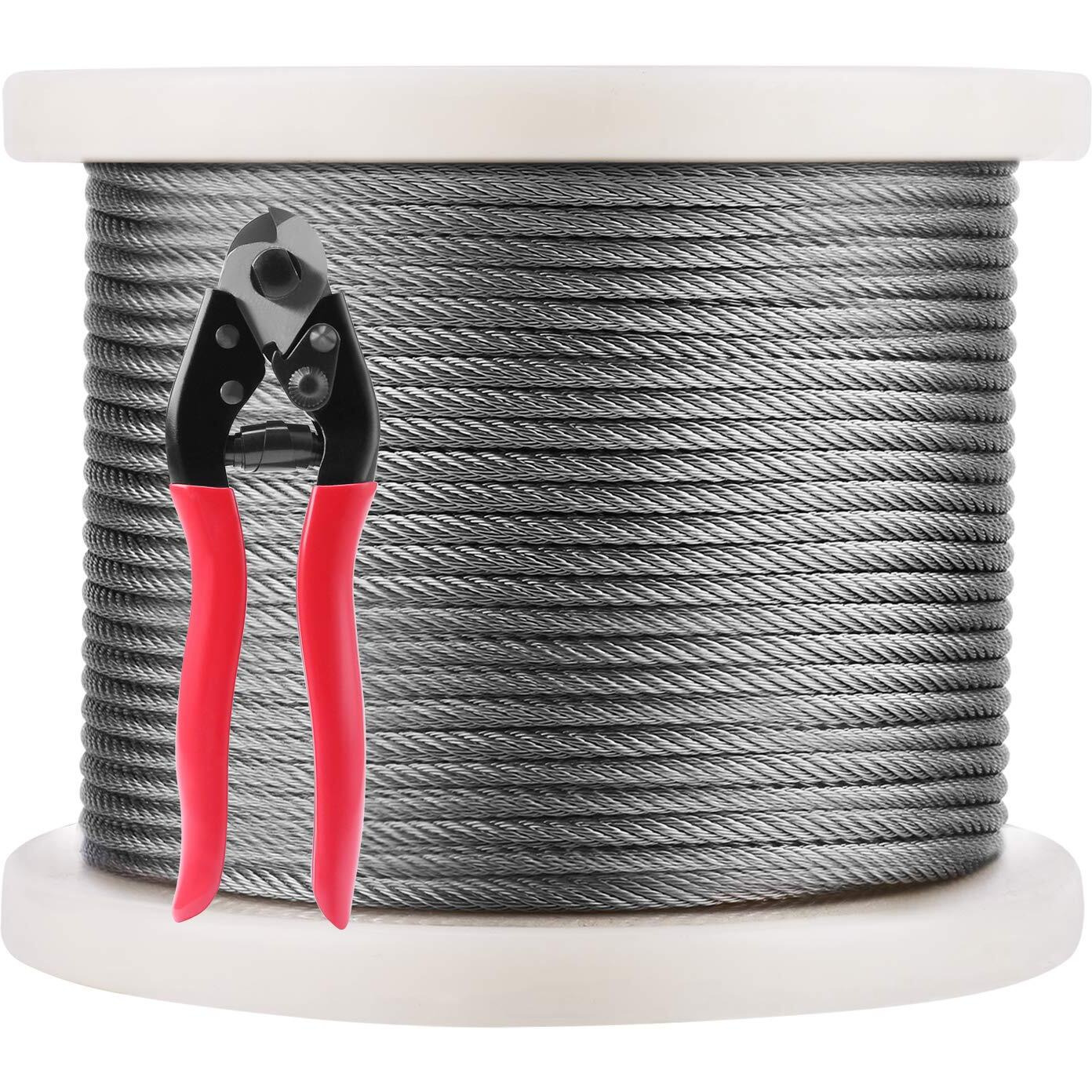 Lichamp 250Ft 1/8 Stainless Steel Wire Rope Cable  Aircraft 316 Ss Braided Steel Wire Thin Metal Cable Hardware For Deck Railing Handrail Safety System  Ssc250