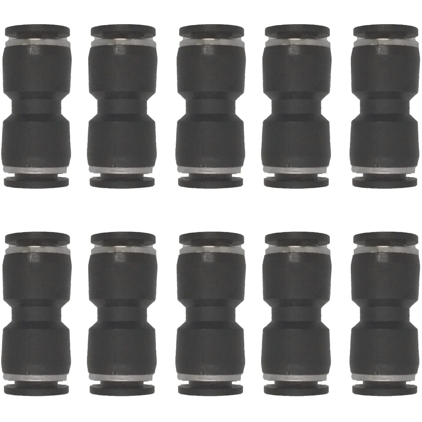 Zjxed 3/8"" Od X 3/8"" Od Pneumatic Quick Connector Push To Connect Fittings Straight Union/Coupler (Pack Of 10)