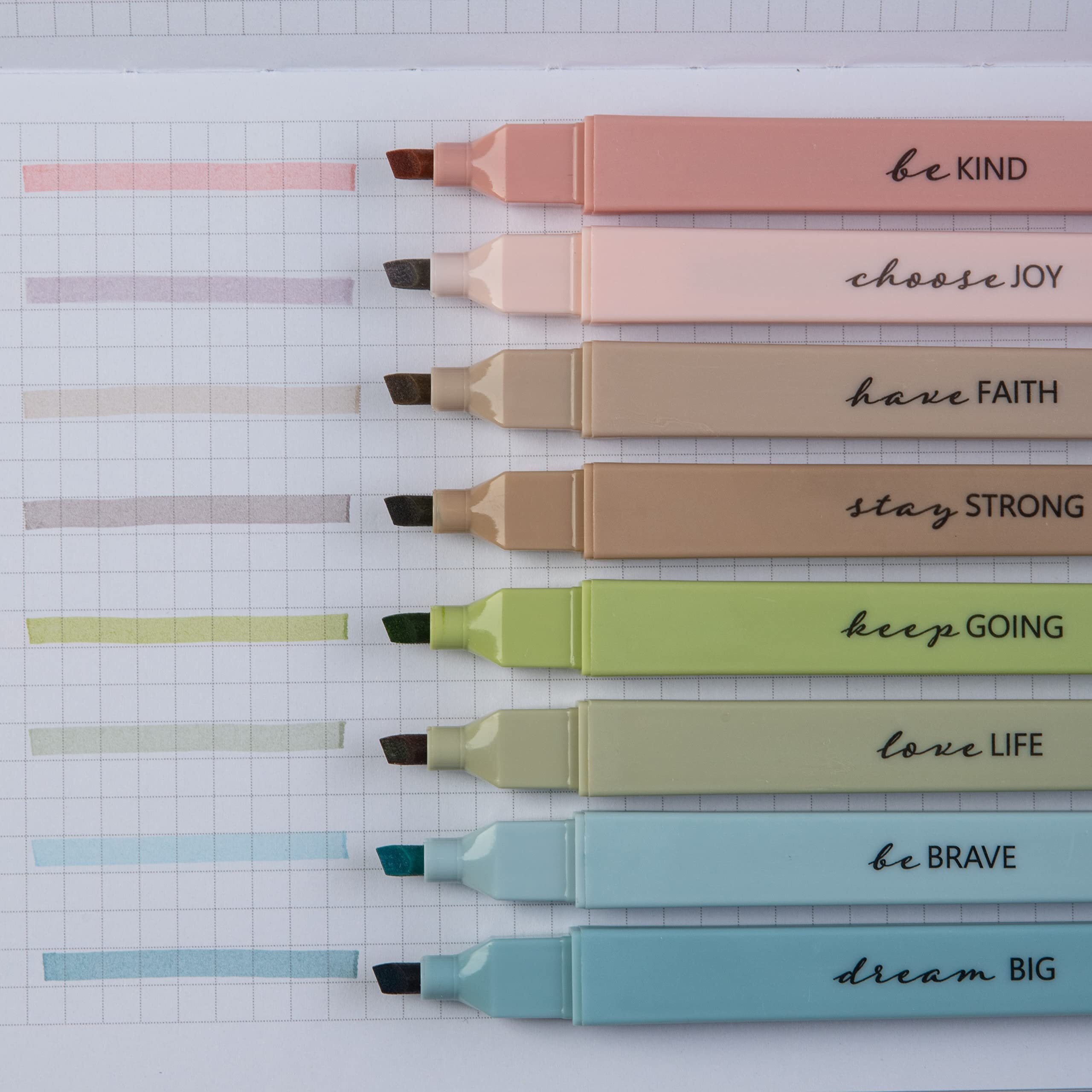 Diversebee Bible Highlighters With Soft Chisel Tip  8 Pack Assorted Colors Pens No Bleed  Quick Dry Set  Cute Aesthetic Markers  Bible Study Journaling Supplies And Accessories (Earthy)