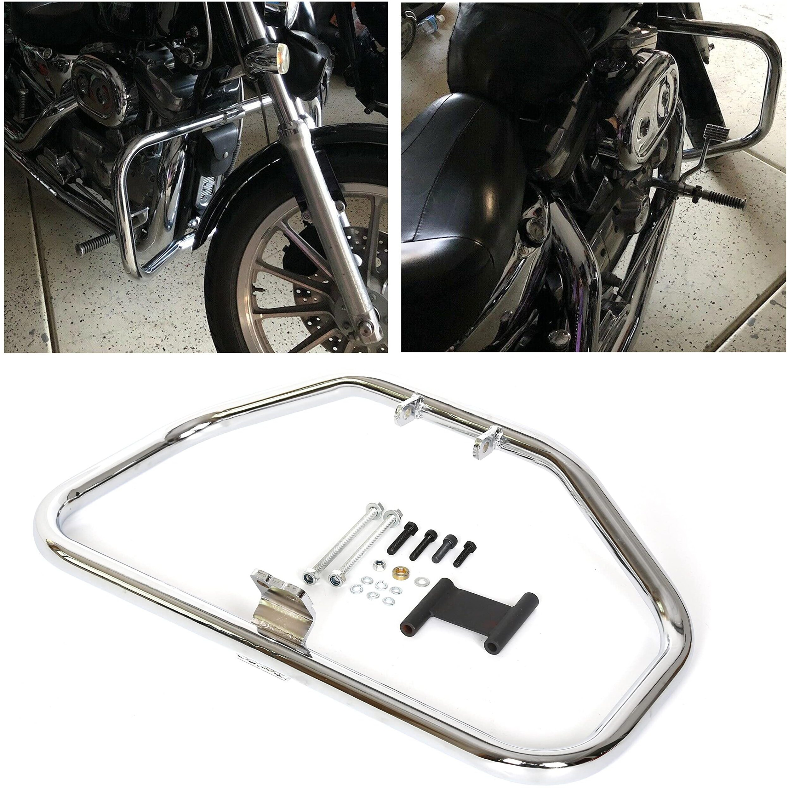 Ecotric Engine Crash Bar Compatible With 1986-2003 Harley Sportster 883 Xlh883 1996-2003 1200 Custom Xl1200C Sport Xl1200S 1984-1985 Roadster Xls Xr 1000 Xr 1000 2002-2003 883R Xl883R