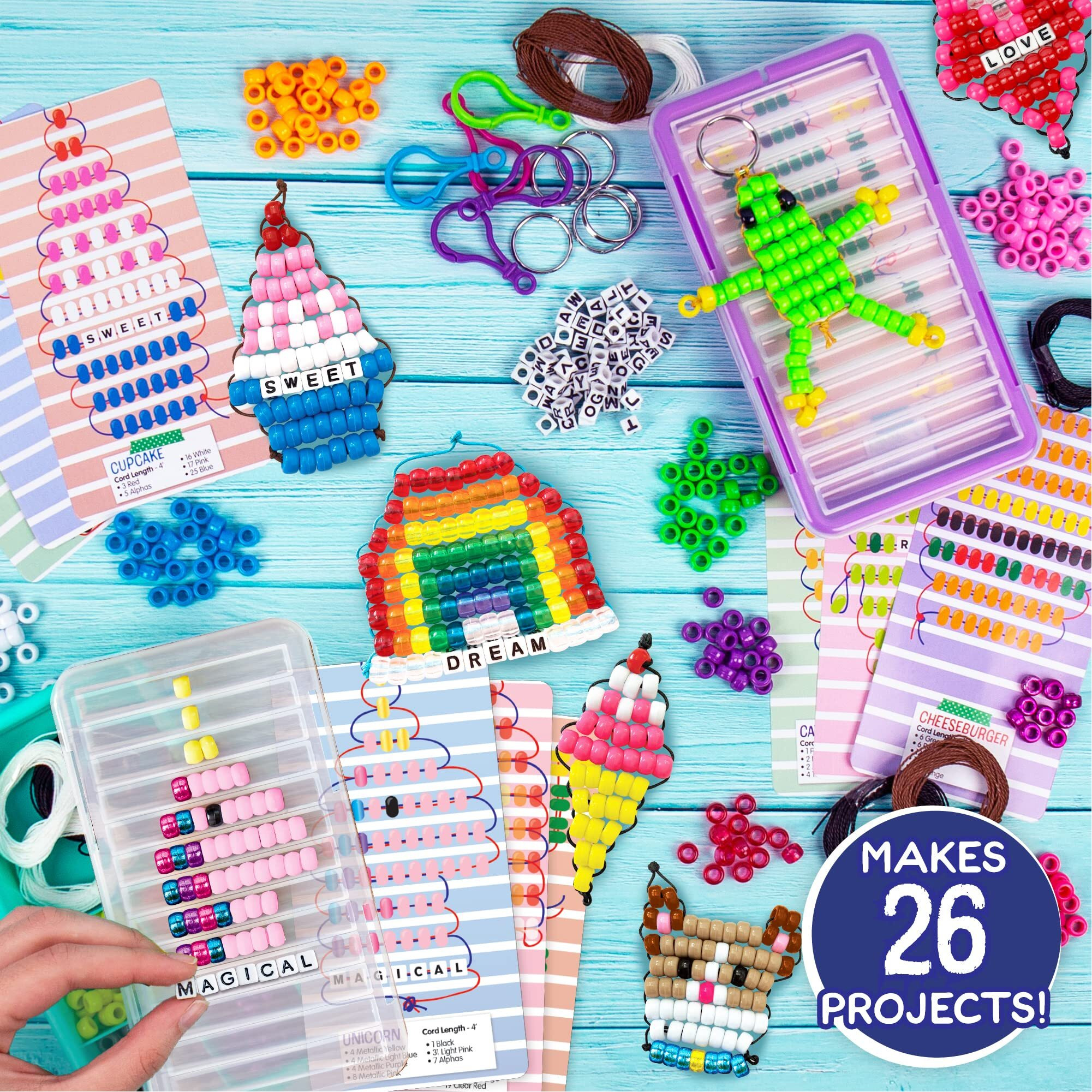 Made By Me Ultimate Bead Pets  Includes Over 1600 Beads  Carabiner Clips  Design Templates  Storage Cases  Create Your Own Backpack Keychain Kit  Diy Keychain Kit  Bead Art Crafts For Kids & Beginners