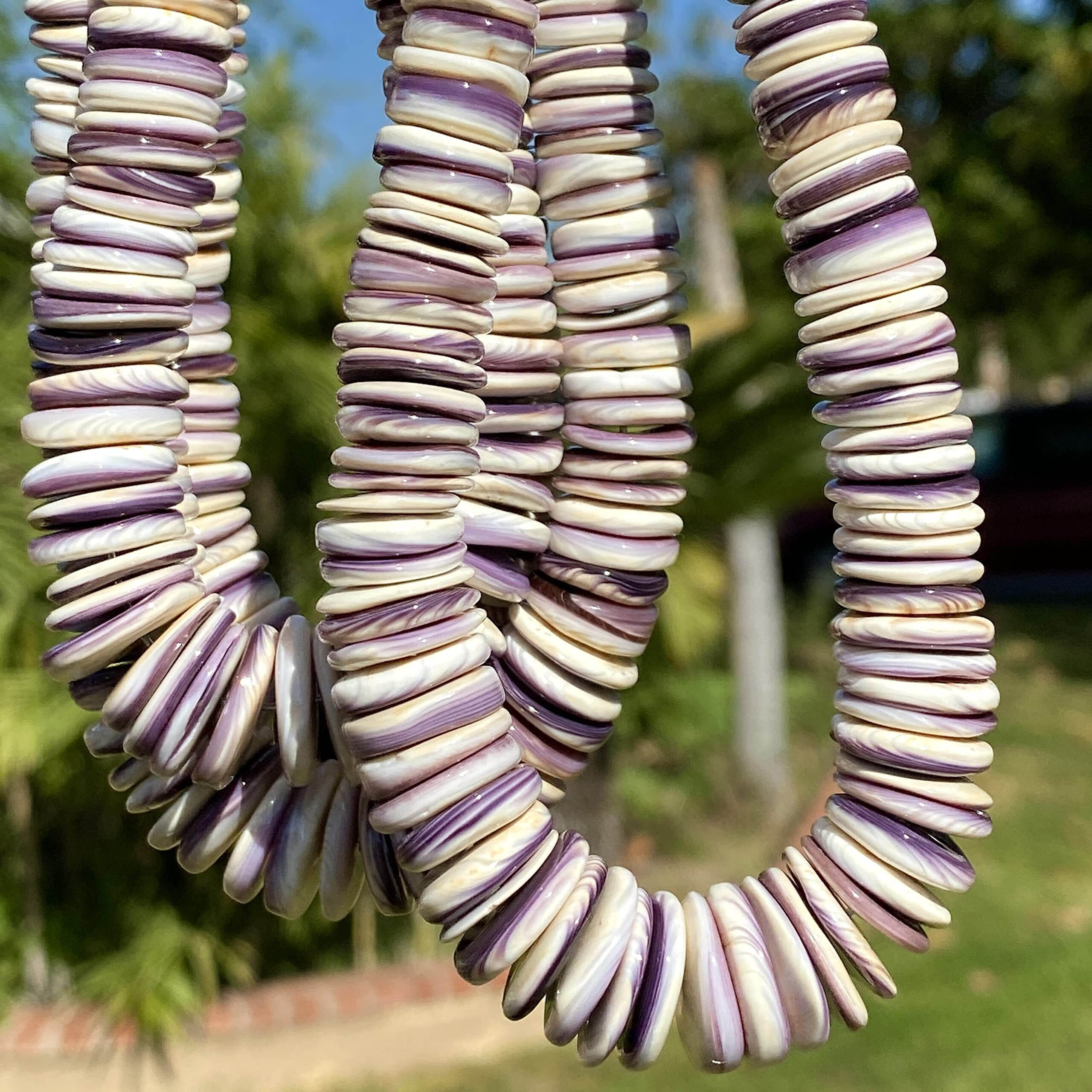 Abcgems Snowy-White Wampum Shell Beads With Lavender Tone - Found In Ma  Ri  Ny (America's First Currency Year 1637-1673) Native American Style Graduated Rondelle 8-16Mm (16 Inches Length)
