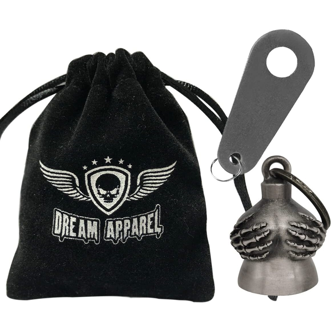 Dream Apparel Motorcycle Biker Bell W/Motorcycle Bell Hanger  Motorcycle Accessories Or Key Chain For Luck  Silver