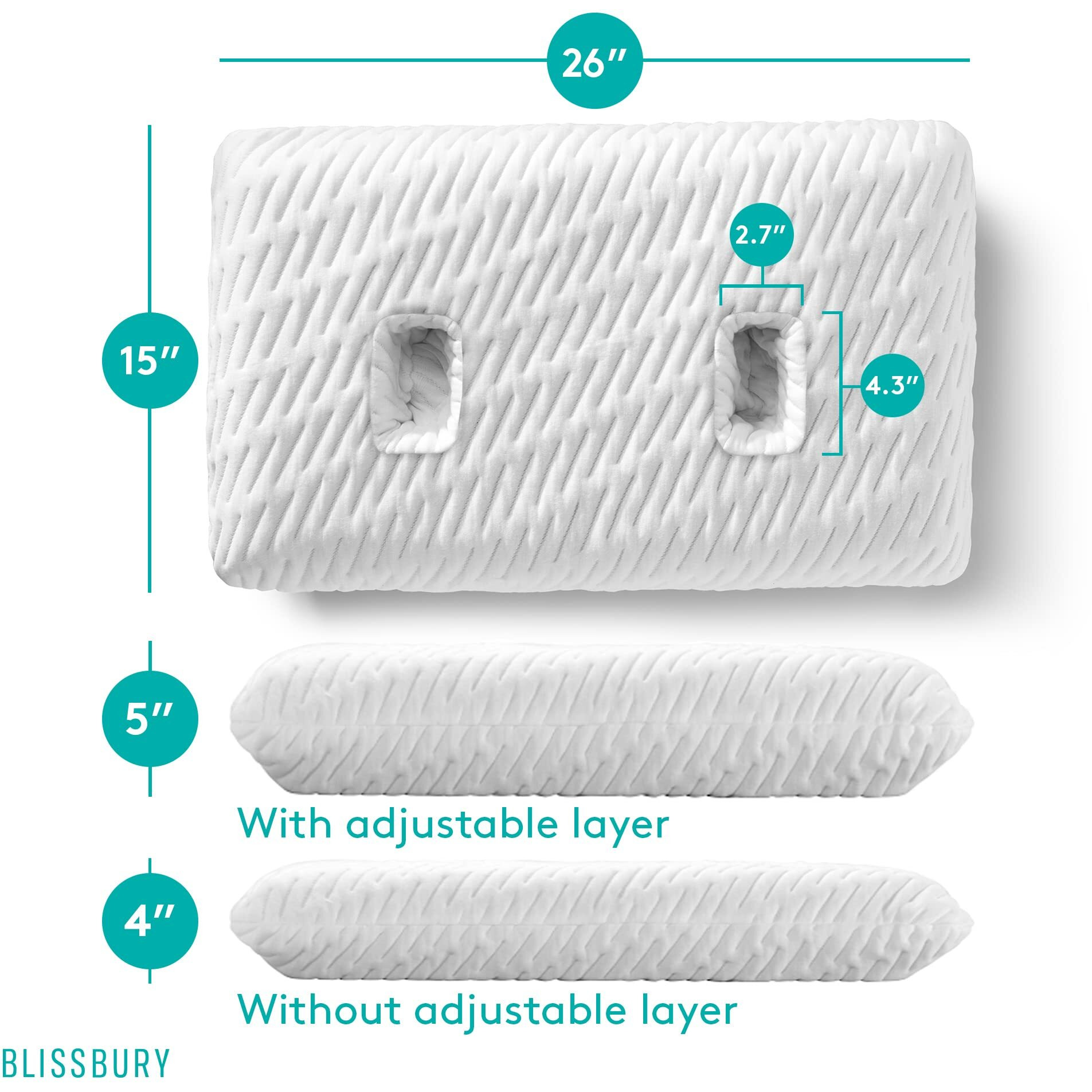 Blissbury Ear Pillow With Ear Hole For Sleeping With Sore Ear Pain | Ear Piercing Pillow | Adjustable Memory Foam Pillow With Holes For Chondrodermatitis Cnh | Piercing Pillow For Side Sleepers