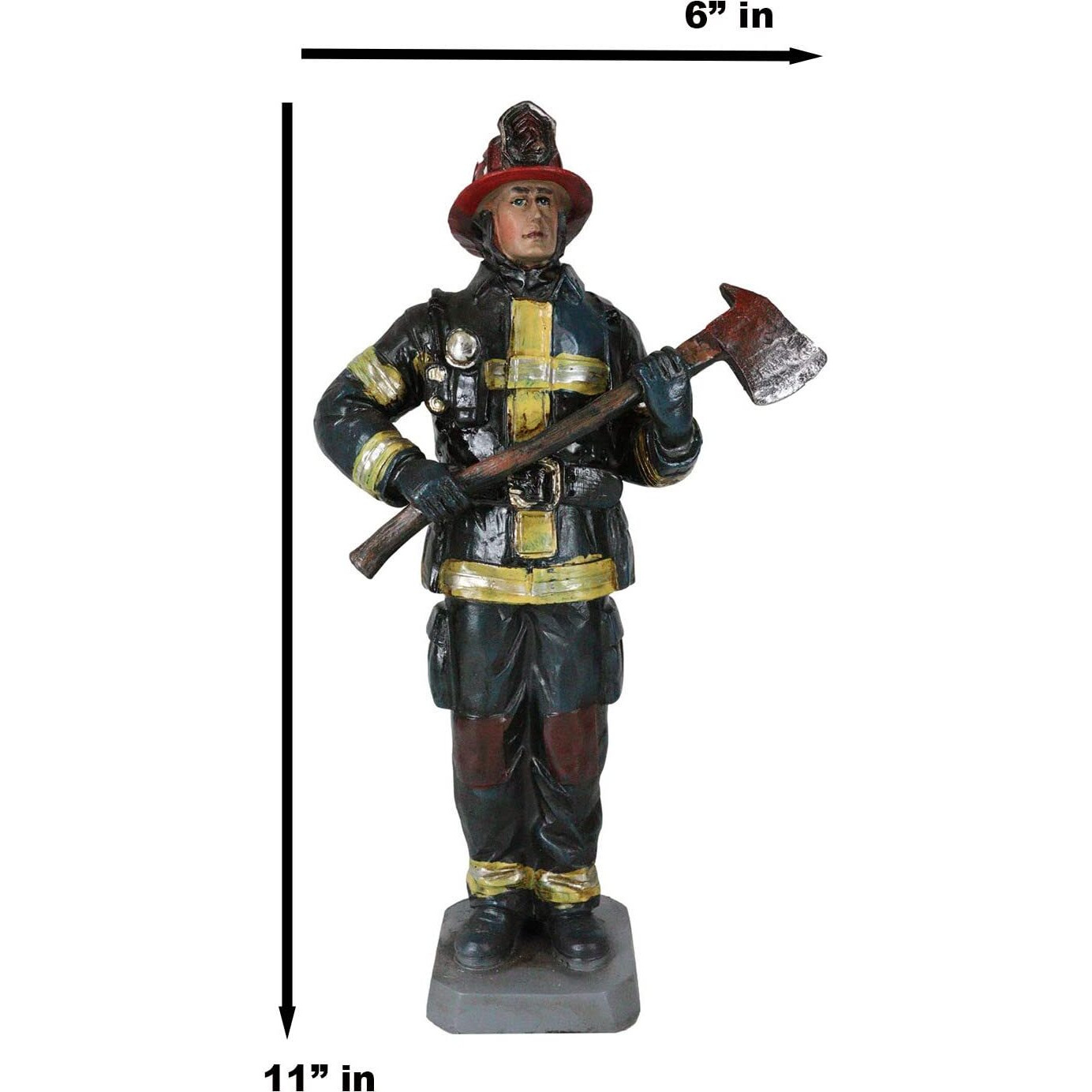 Ebros Gift Fireman In Full Suit Bunker Gear And Air Tank Holding An Axe Figurine 11"" Tall Civil Service Hero Freedom Fire Fighter Decorative Sculpture 911 Emergency Fire Man Brigade