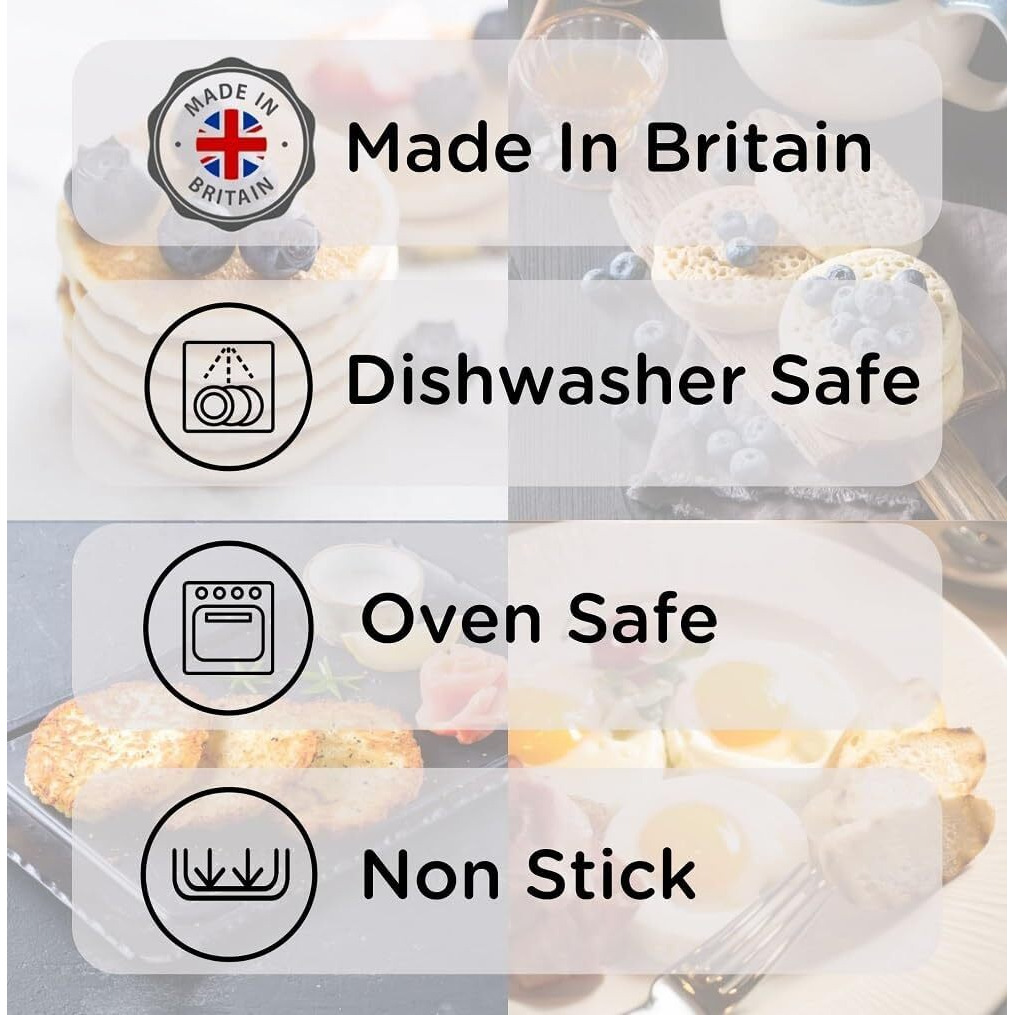 Wrenbury Crumpet Rings Nonstick 3.5"" - English Muffin Rings - Set Of 4 Round Crumpet Molds - Metal Baking Cooking Rings - No Leak Sturdy Egg Ring Set - Made In The Uk