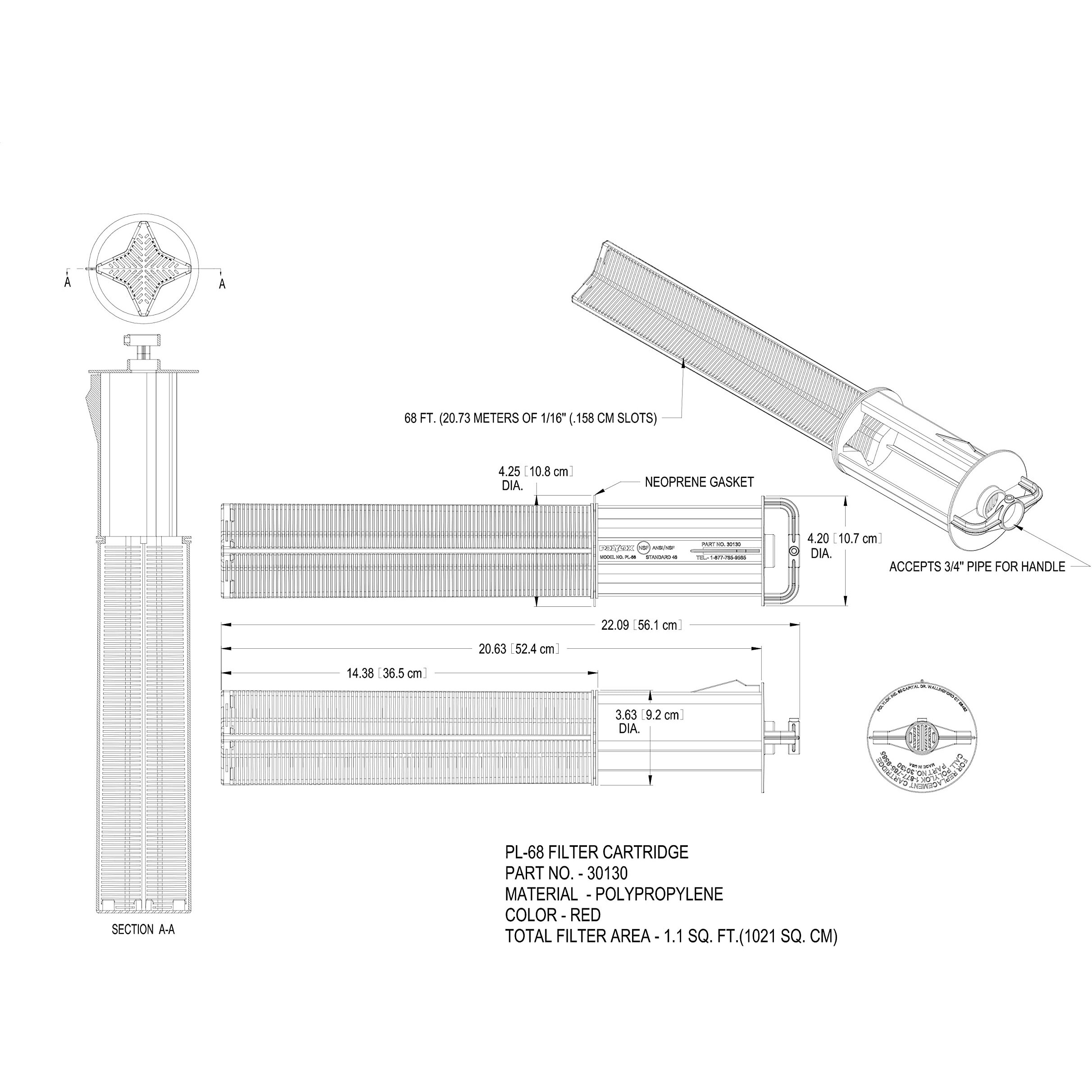 Polylok Pl-68 Effluent Filter & Housing (Baffle/Tee)