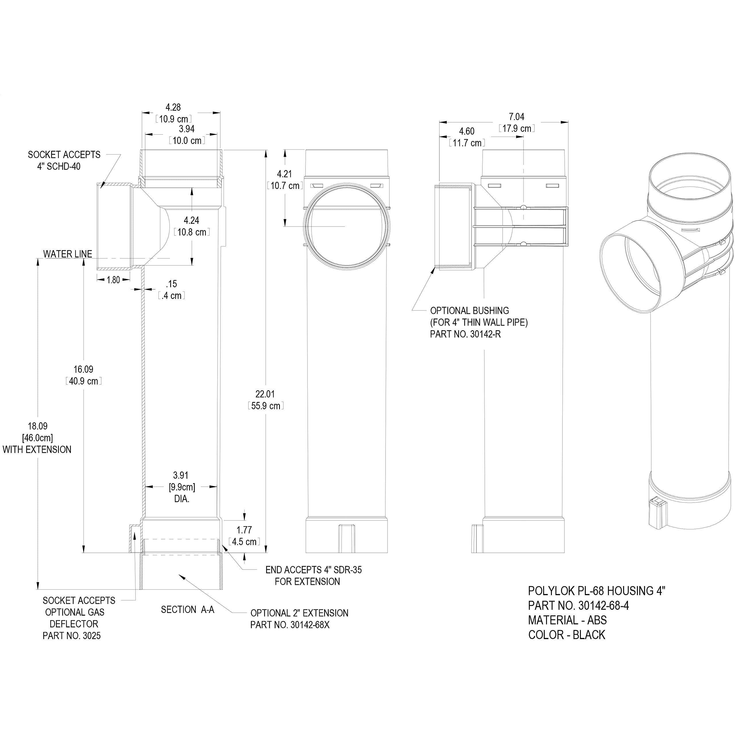 Polylok Pl-68 Effluent Filter & Housing (Baffle/Tee)