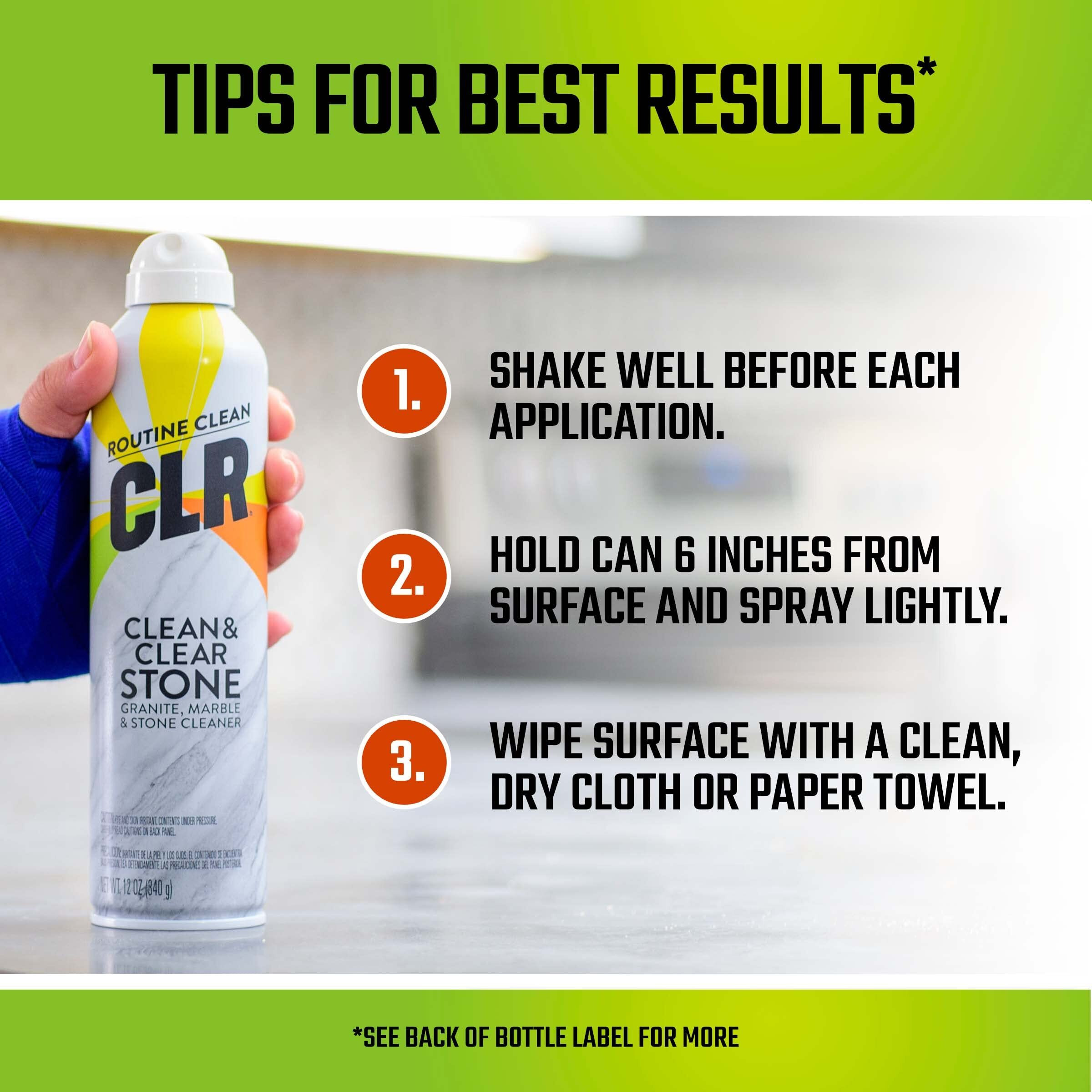 Clr Stone  Marble And Granite Cleaner - Cleans  Shines And Protects Against Spills  Food Stains  Dirt And Grime - 12 Ounce Spray Can