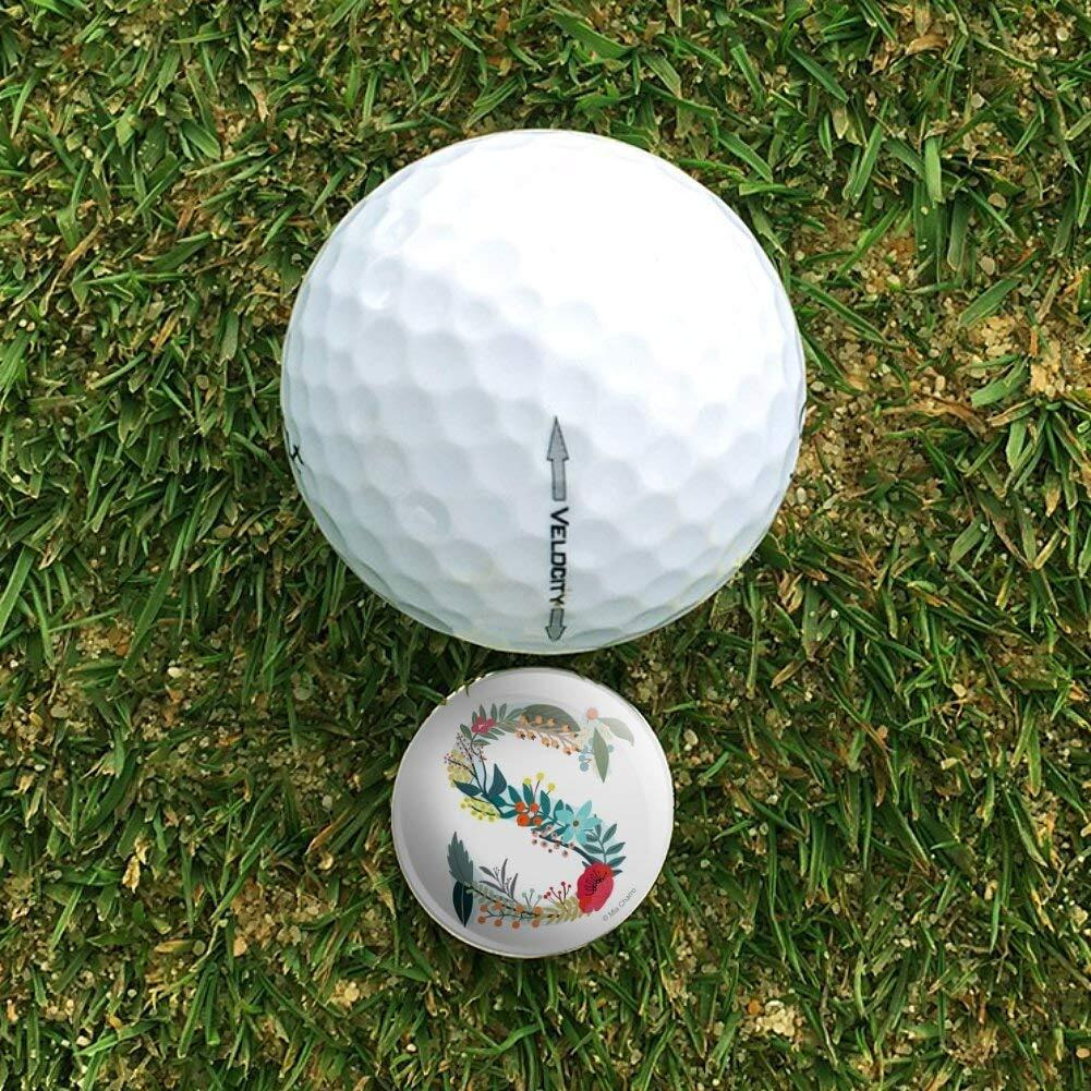 Graphics & More Letter S Floral Monogram Initial Golf Hat Clip With Magnetic Ball Marker