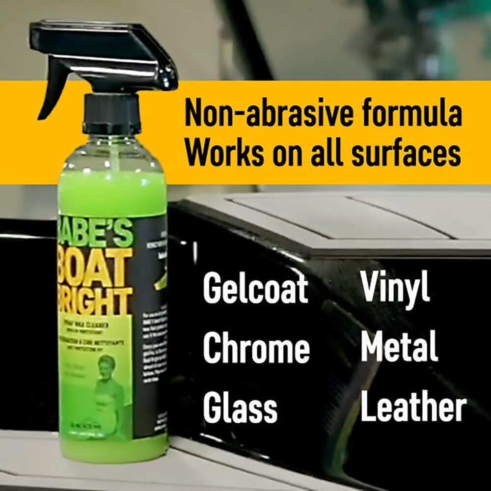 Babe's Boat Care Boat Bright Spray Wax Cleaner With Uv Protectant | 1 Pint Non-Abrasive Water Repellant Boat Cleaner Spray For Gelcoat  Fiberglass  Metal  And Glass Surfaces | Made In The Usa