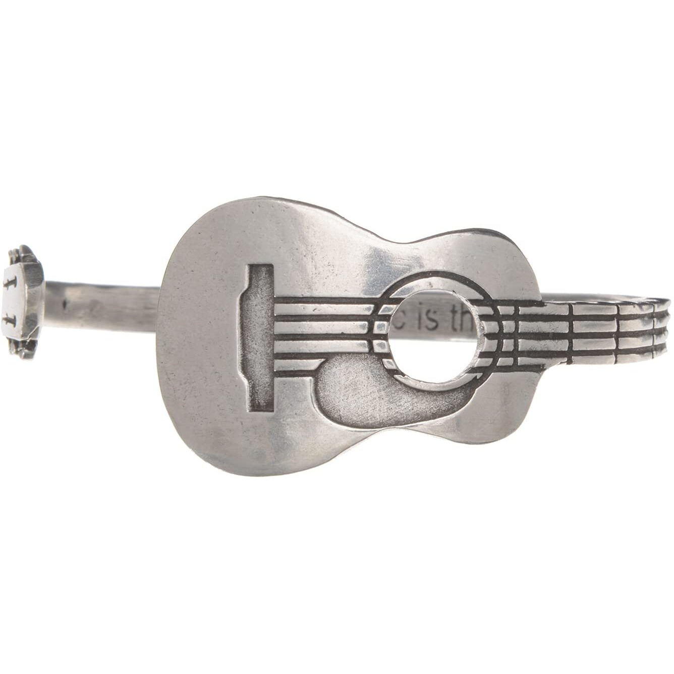 Whitney Howard Designs Guitar Cuff Bracelet For Men Or Women - Adjustable Pewter Musician Jewelry - Christmas Gift For Guitar Players