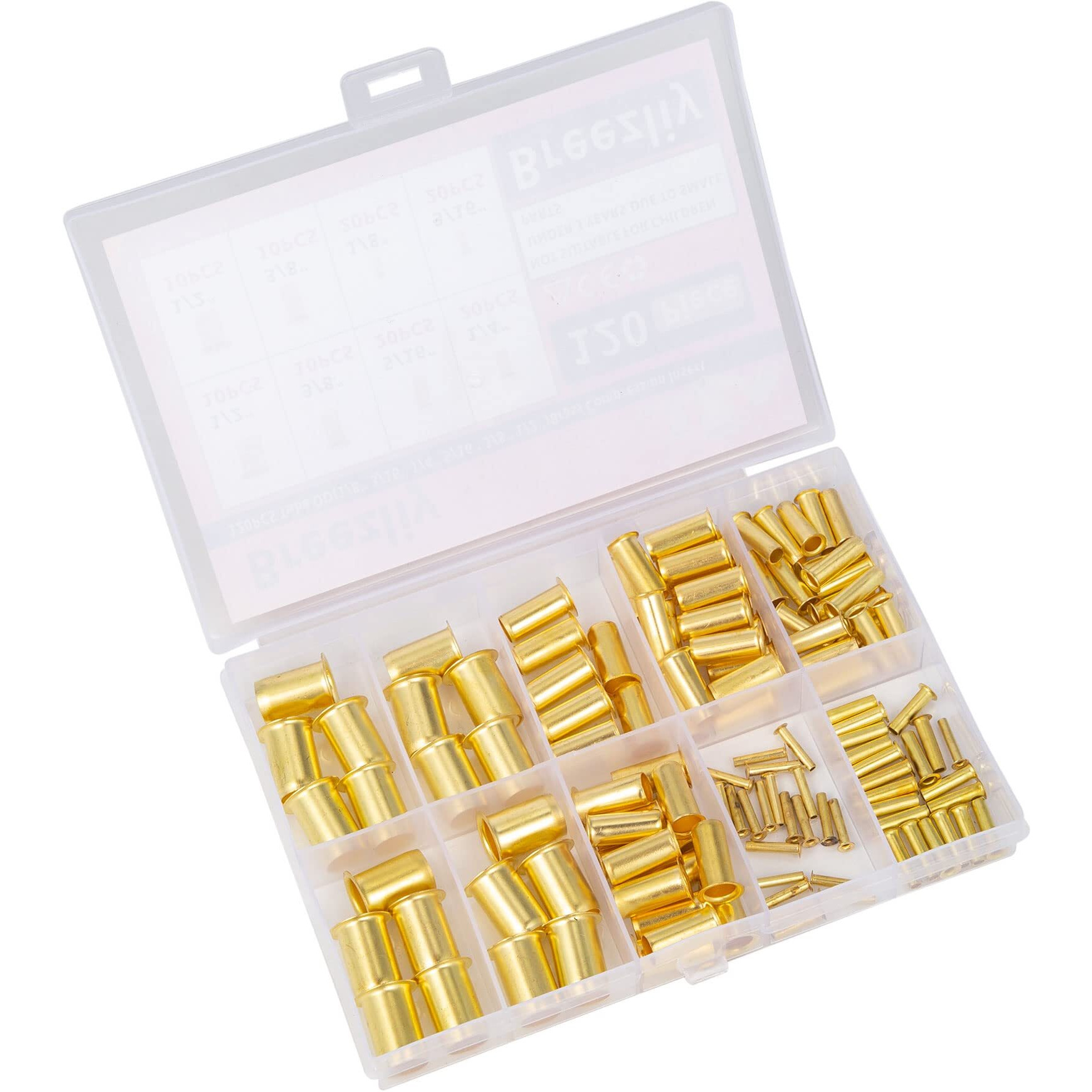 Breezliy 120Pcs Tube Od(1/8"&quot3/16"" 1/4"" 5/16'' 3/8"" 1/2"") Brass Compression Insert Insert Tube Support Compression Sleeve Fitting