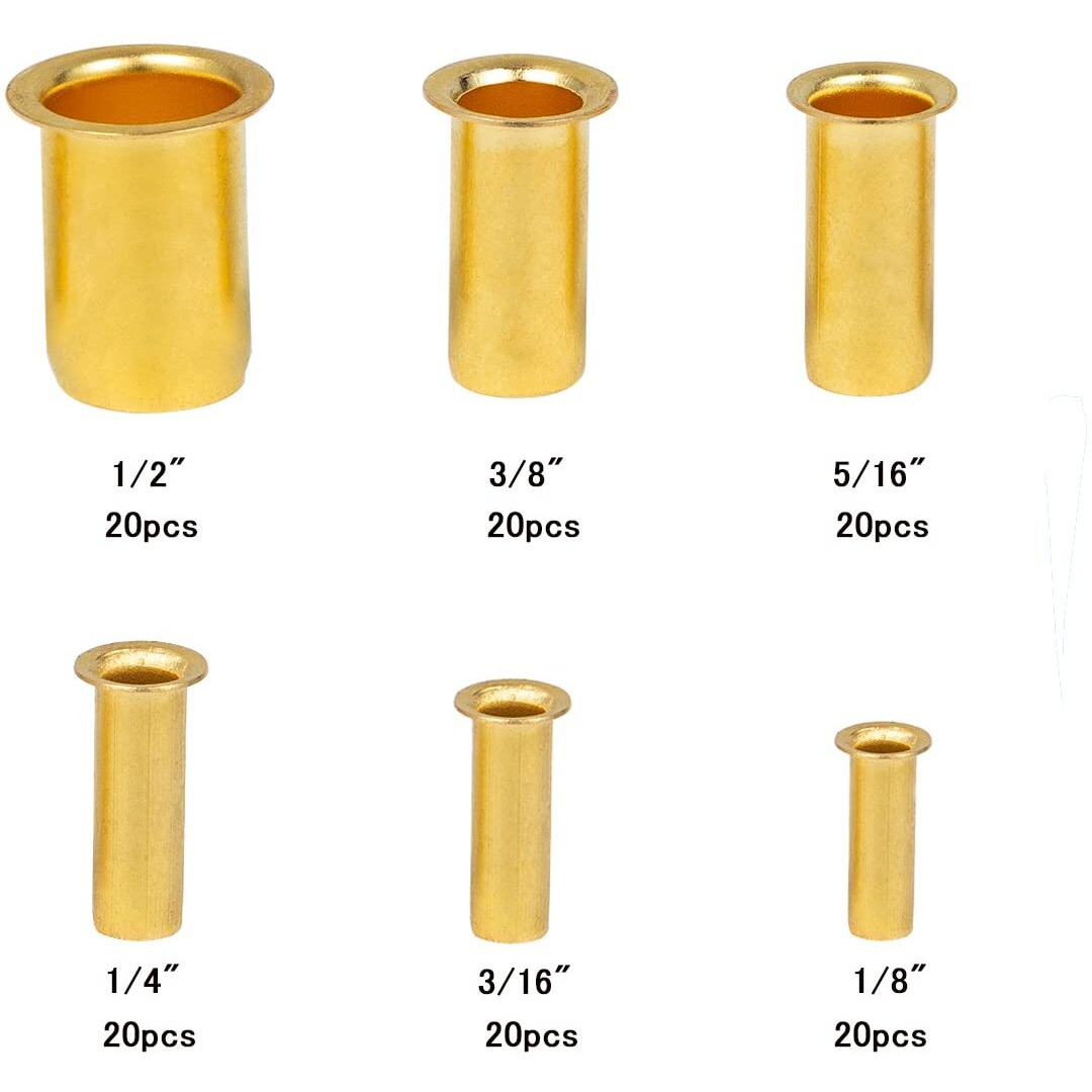 Breezliy 120Pcs Tube Od(1/8"&quot3/16"" 1/4"" 5/16'' 3/8"" 1/2"") Brass Compression Insert Insert Tube Support Compression Sleeve Fitting