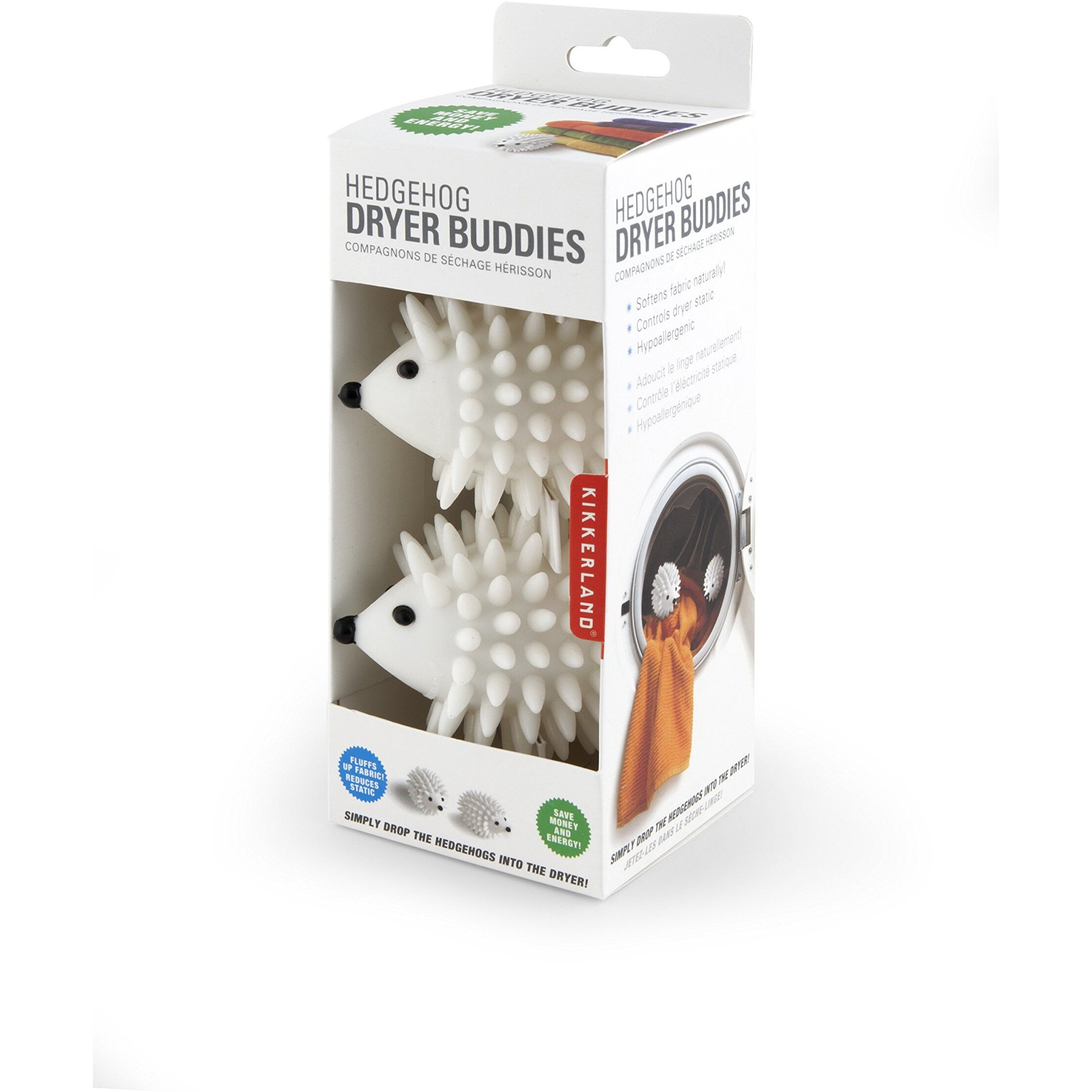 Kikkerland Hedgehog Laundry Dryer Balls  Reusable Laundry Softener  Reduces Clothing Wrinkles And Saves Drying Time  Plastic  White  1 Ea  Set Of 2