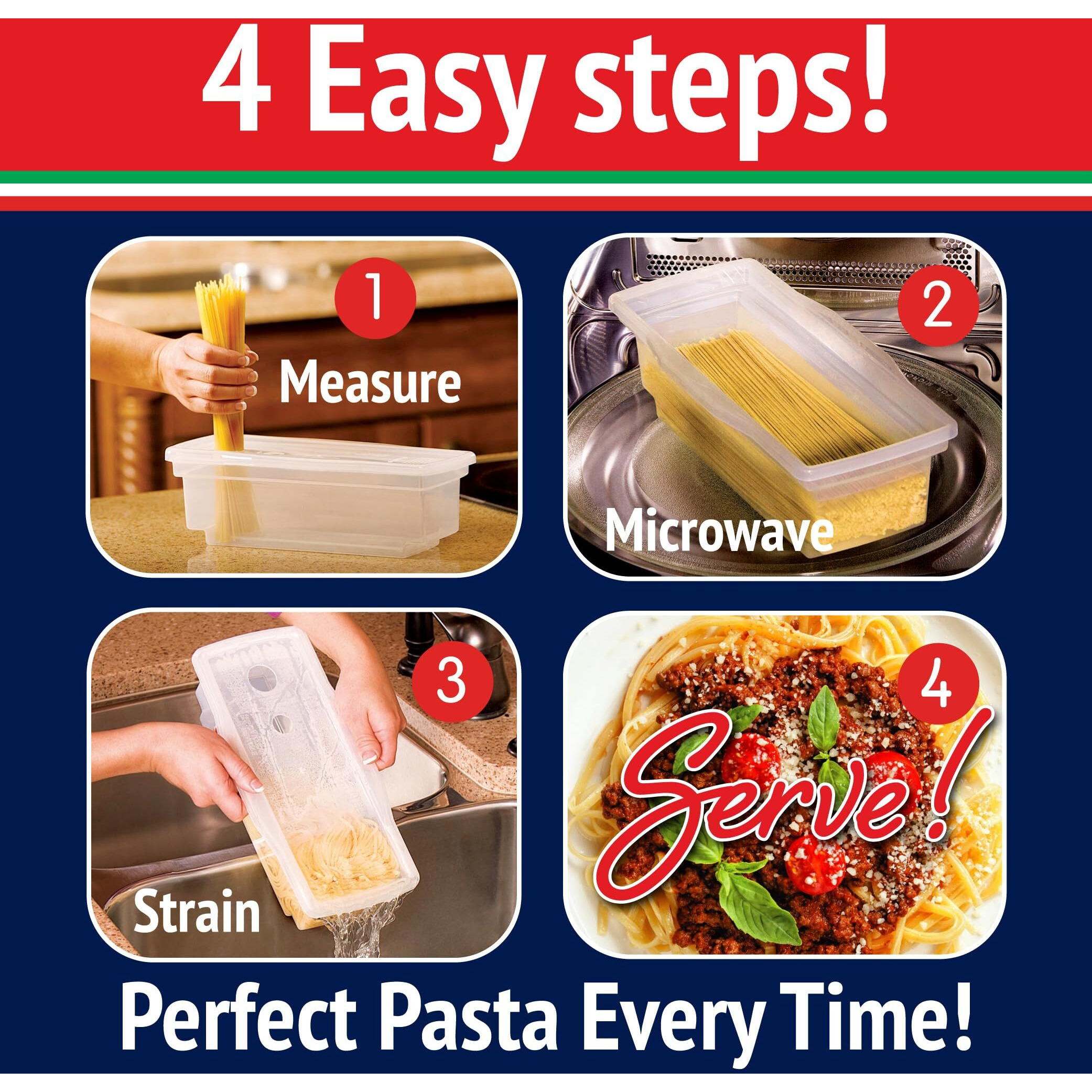 Microwave Pasta Cooker- The Original Fasta Pasta (Red)- Quickly Cooks Up To 4 Servings- No Mess  Sticking Or Waiting For Boil- Perfect Al Dente Pasta Every Time- For Dorms  Small Kitchens  Or Offices