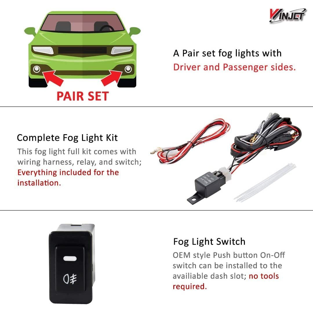 Winjet Oem Series For [2013 2014 2015 Honda Civic Sedan] Driving Fog Lights + Switch + Wiring Kit (Yellow)