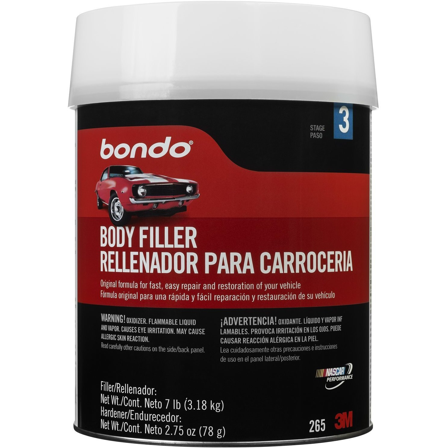 Bondo Body Filler  Original Formula For Fast  Easy Repair & Restoration For Your Vehicle  00265  Filler 6.30 Lb And Hardener 2.75 Oz  1 Can