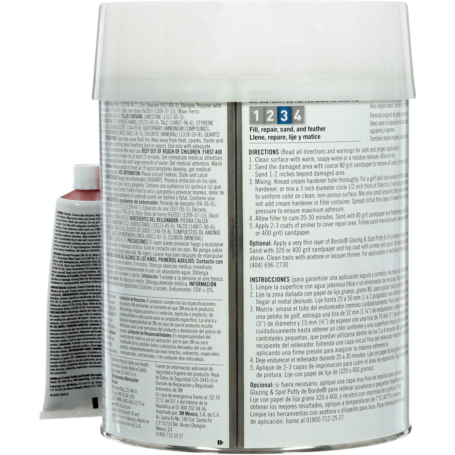 Bondo Body Filler  Original Formula For Fast  Easy Repair & Restoration For Your Vehicle  00265  Filler 6.30 Lb And Hardener 2.75 Oz  1 Can