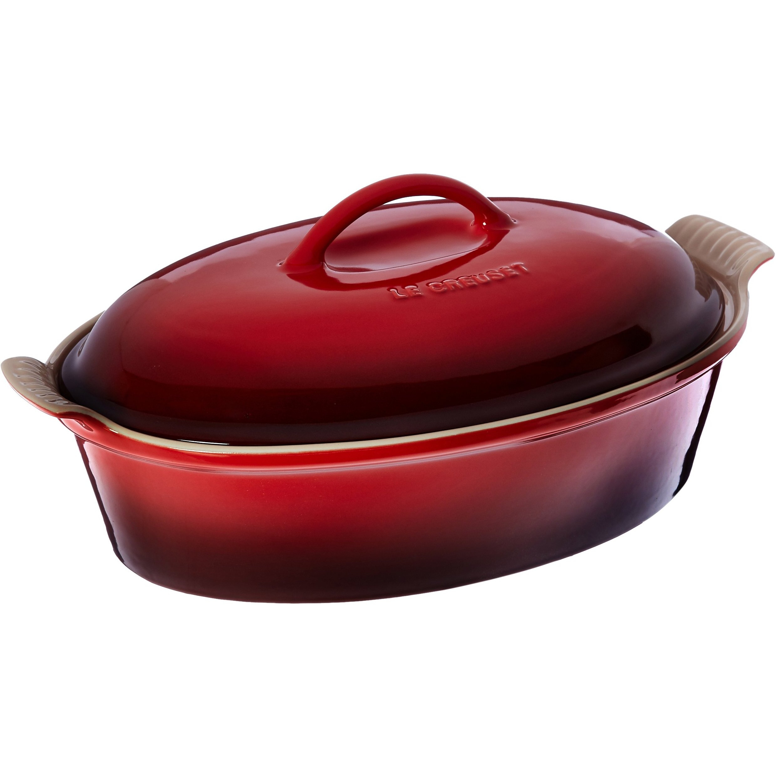 Le Creuset Stoneware Heritage Covered Oval Casserole  4 Qt. (14"")  Cerise