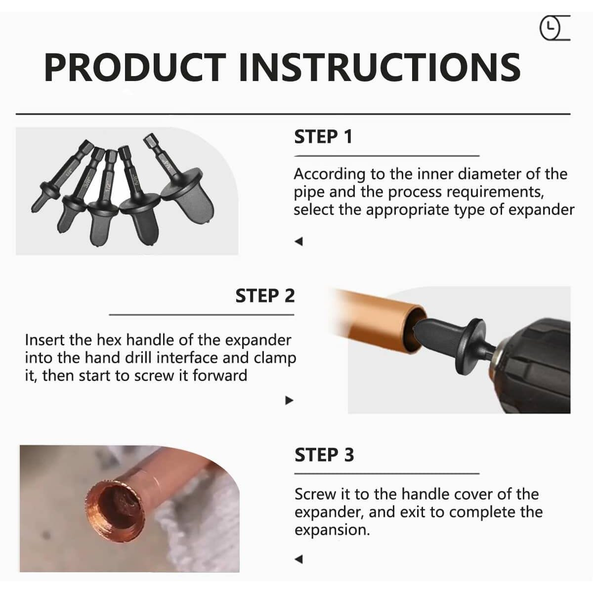 Hvac Copper Tube Flaring Tool 5Pc Drill Bit Set  Copper Pipe Expander Bit For Air Conditioner Repairing  Include 3/4 5/8 1/2 3/8 And 1/4  Hex Shank For Impact Drill And Power Drill