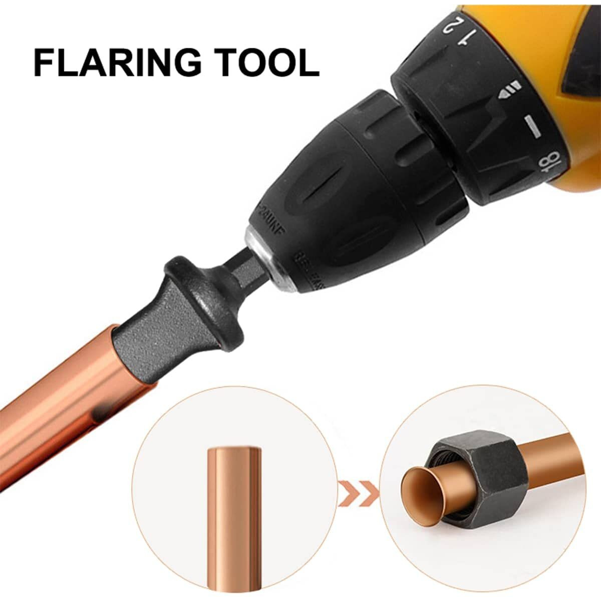 Hvac Copper Tube Flaring Tool 5Pc Drill Bit Set  Copper Pipe Expander Bit For Air Conditioner Repairing  Include 3/4 5/8 1/2 3/8 And 1/4  Hex Shank For Impact Drill And Power Drill