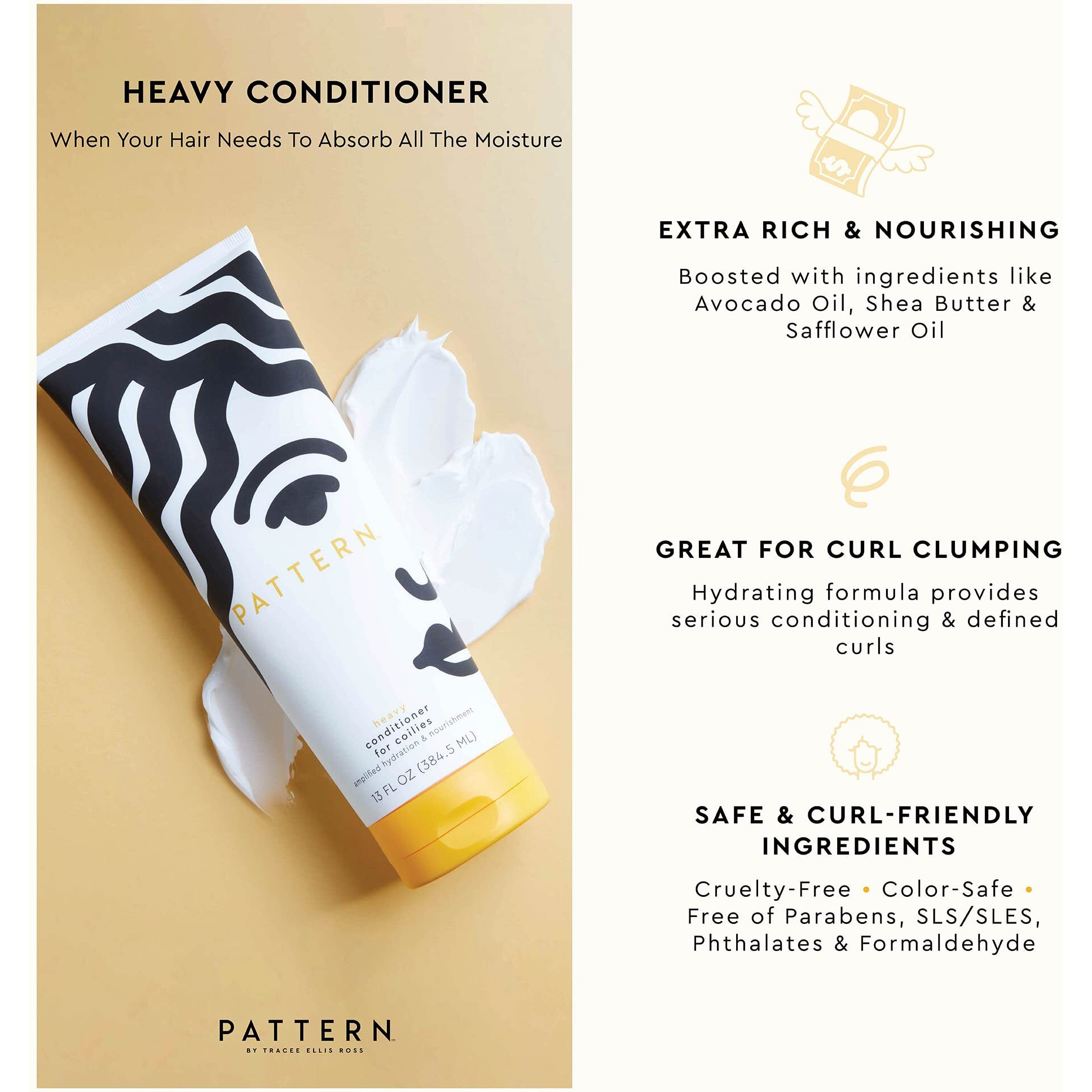 Pattern Beauty By Tracee Ellis Ross Heavy Conditioner  3 Fl Oz  Great For Curlies  Coilies And Tight-Textures  3A-4C