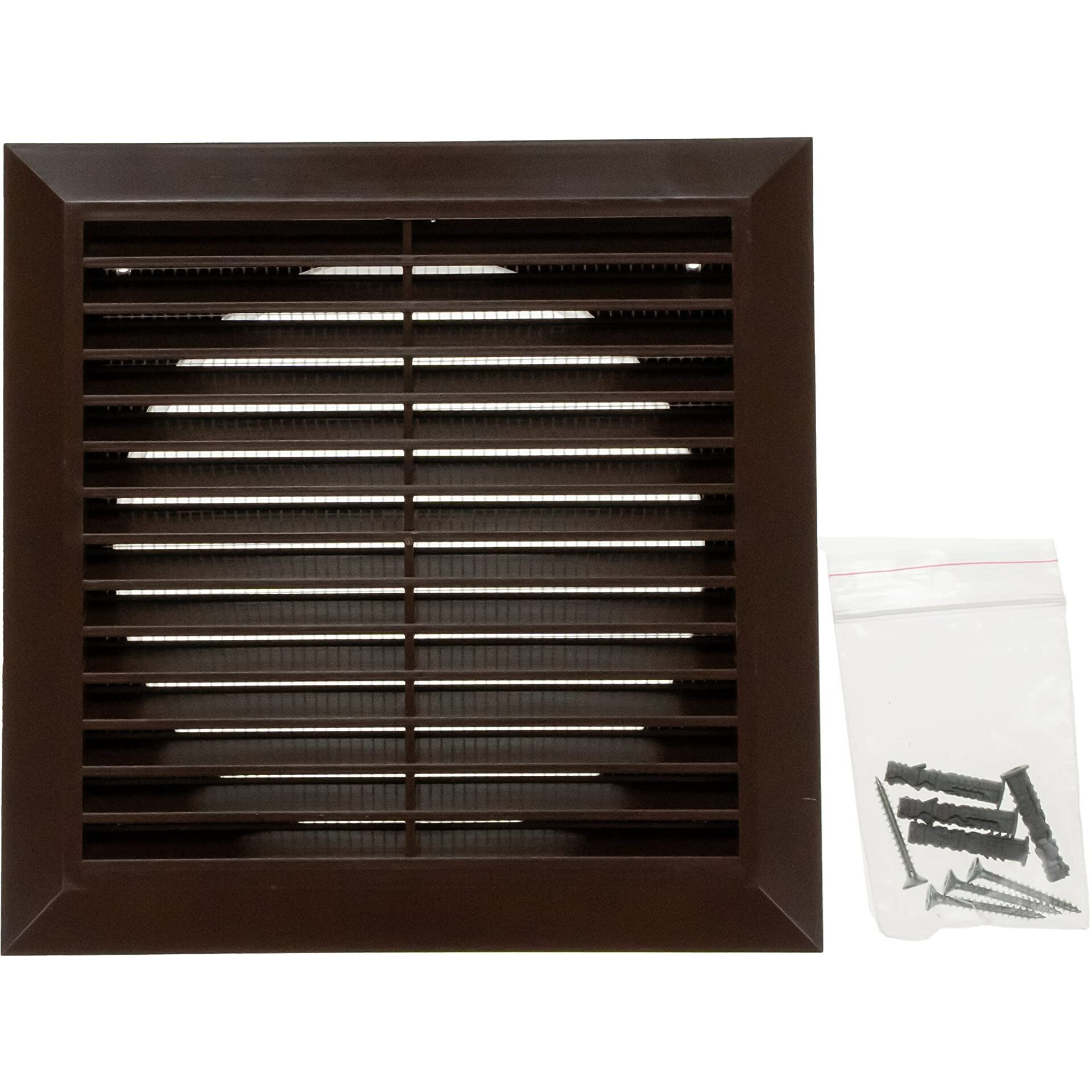 Vent Systems 6"" Duct - 8"" X 8"" Outside Pack Of 2 Air Vent Cover - Bathroom Exhaust Vents Pipe - Brown Louvered Outdoor Dryer Vent Cover - Black 150 Mm 200 X 200 Mm