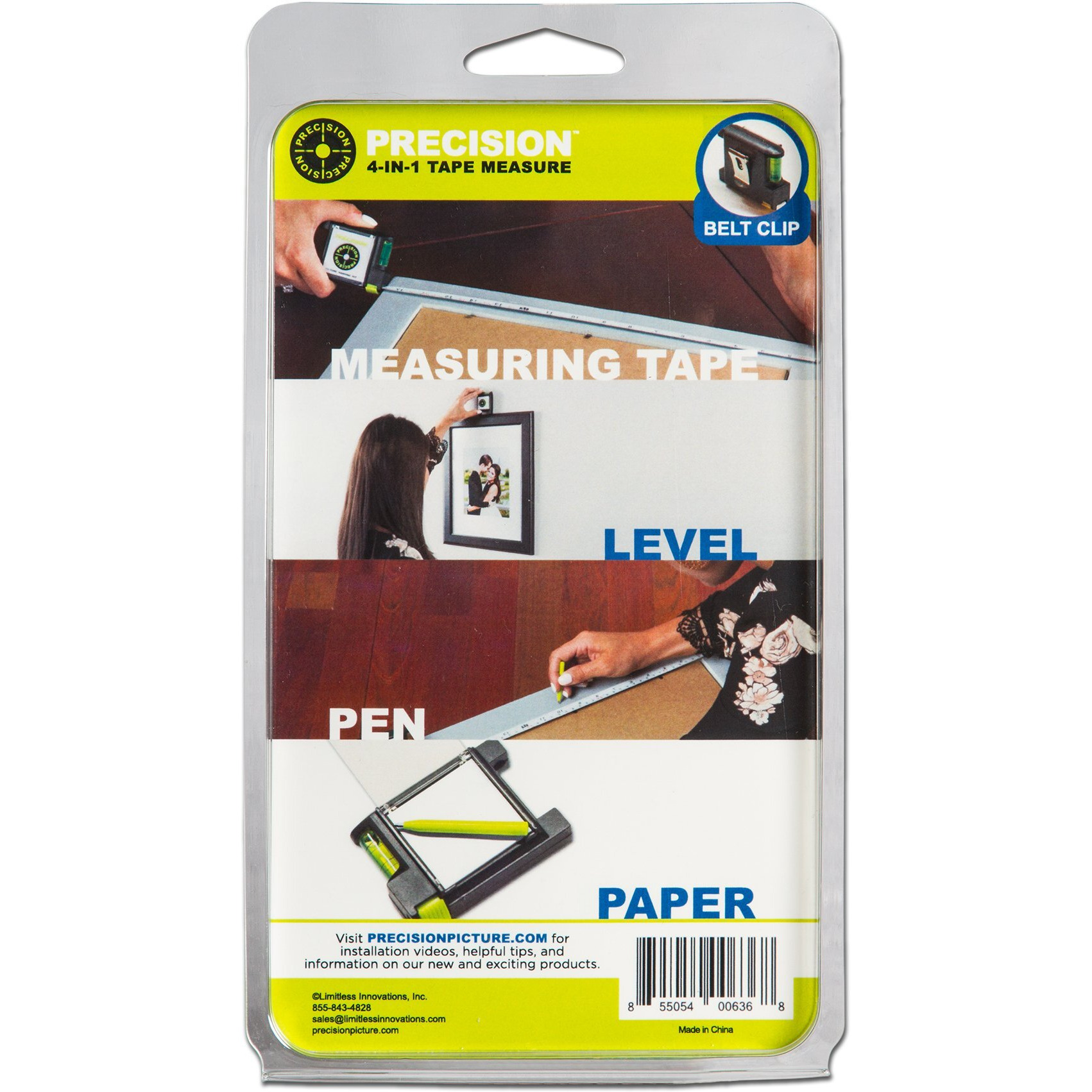 Precision 4-In1 Tape Measure With Level  Paper & Pen