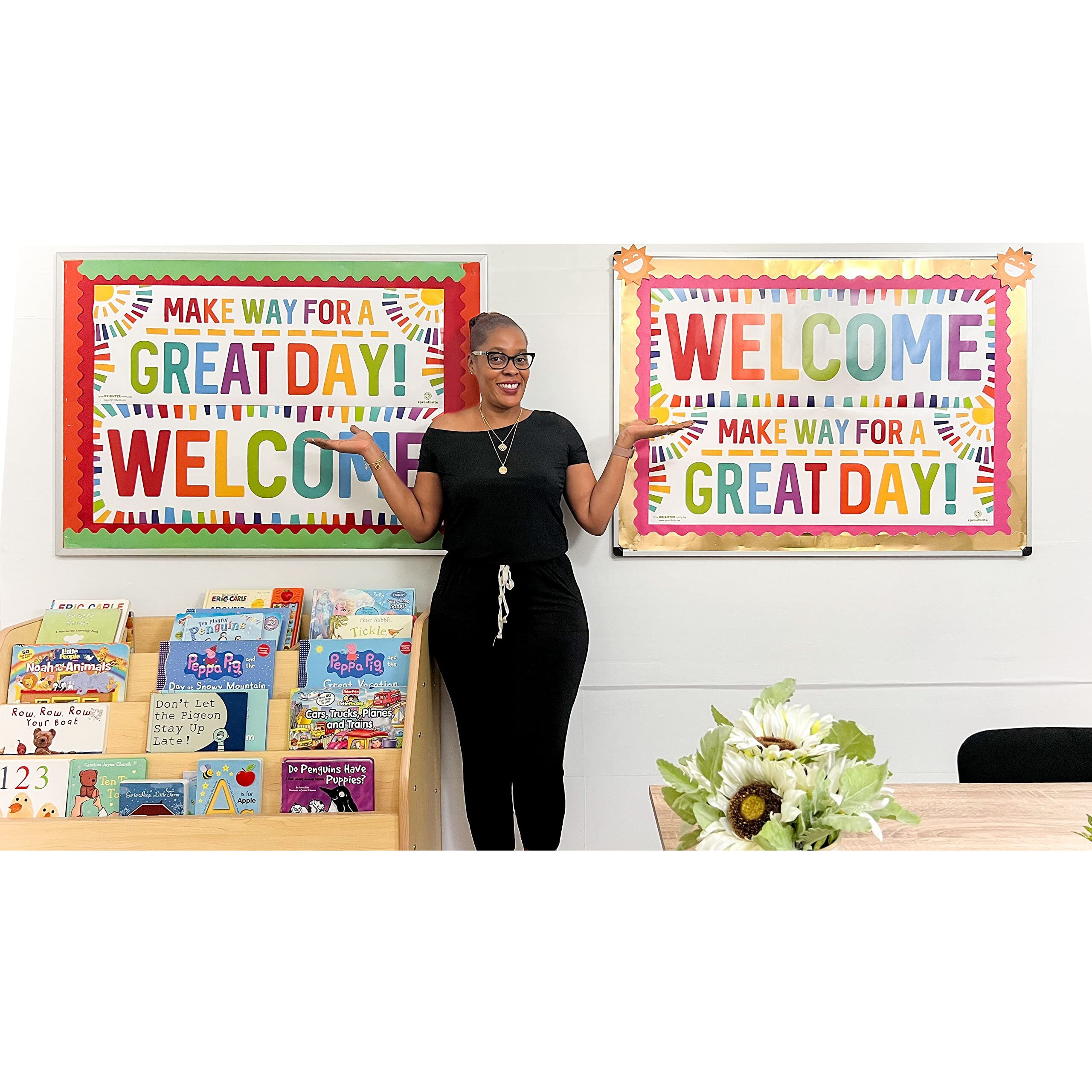 Sproutbrite Classroom Decorations - Welcome Banner And Poster For Teachers - Bulletin Board And Wall Decor For Pre School  Elementary And Middle School