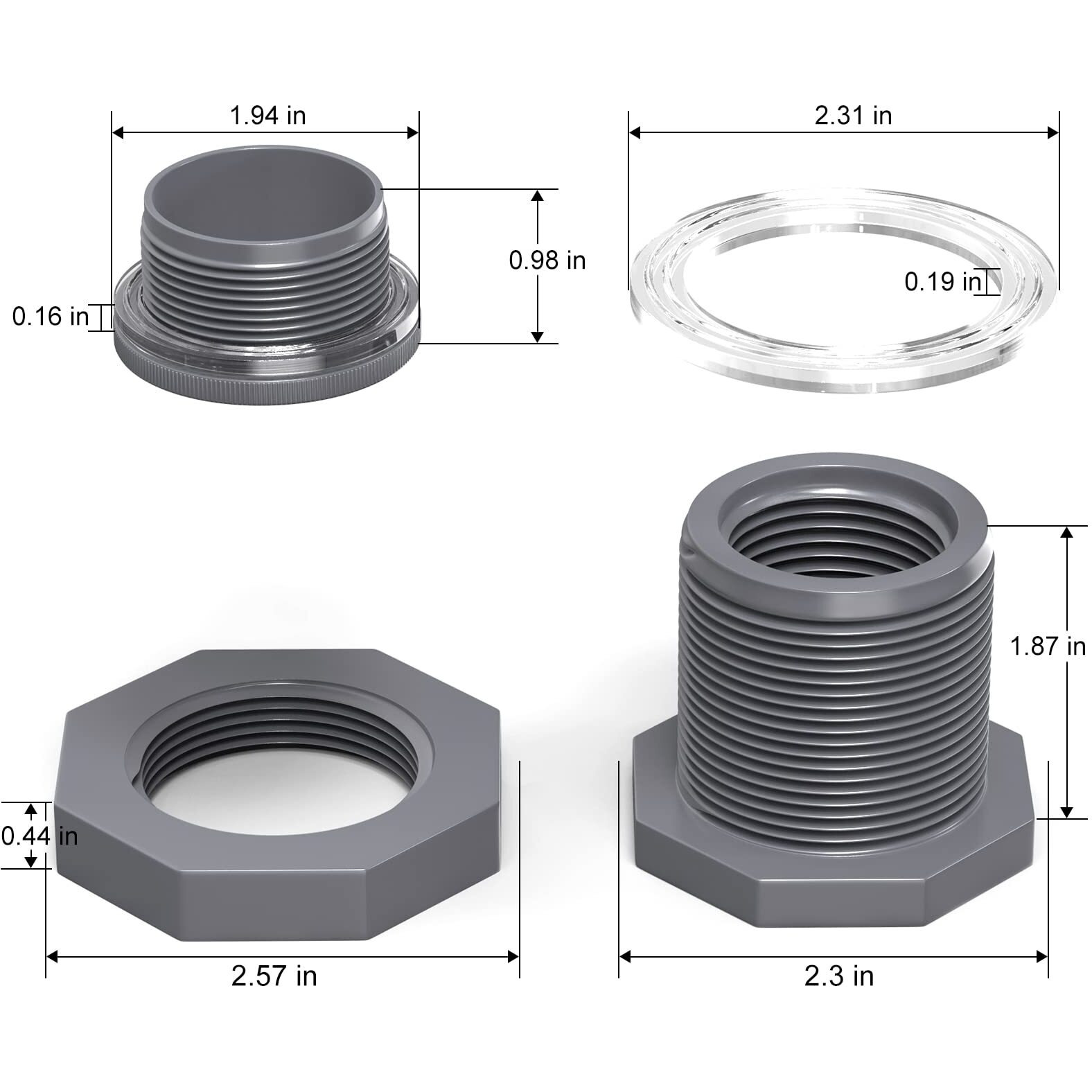 Taisher 2Pcs Black Pvc 1'' Bulkhead Tank Connector Adapter Fitting With Plugs & Gasket For Water Tank  Rain Barrels  Aquariums  Bathtubs And Sink