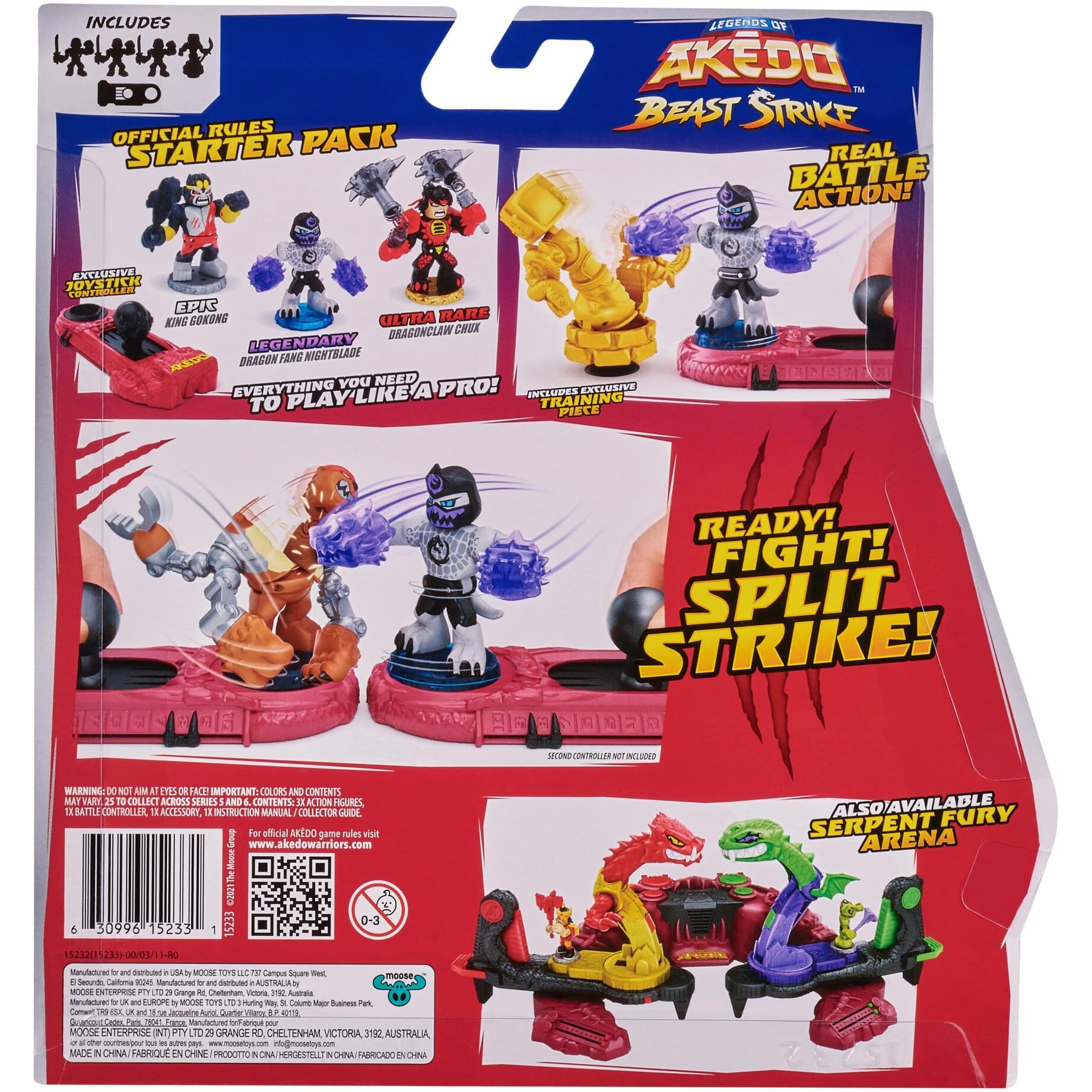 Legends Of Akedo Beast Strike - Official Rules Bite Strike Starter Pack - 3 Mini Battling Warriors With Training Practice Piece And Exclusive Joystick Controller
